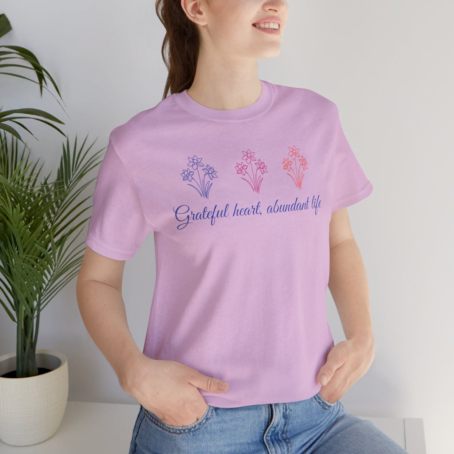 Grateful Heart Tee with Soft Flowers