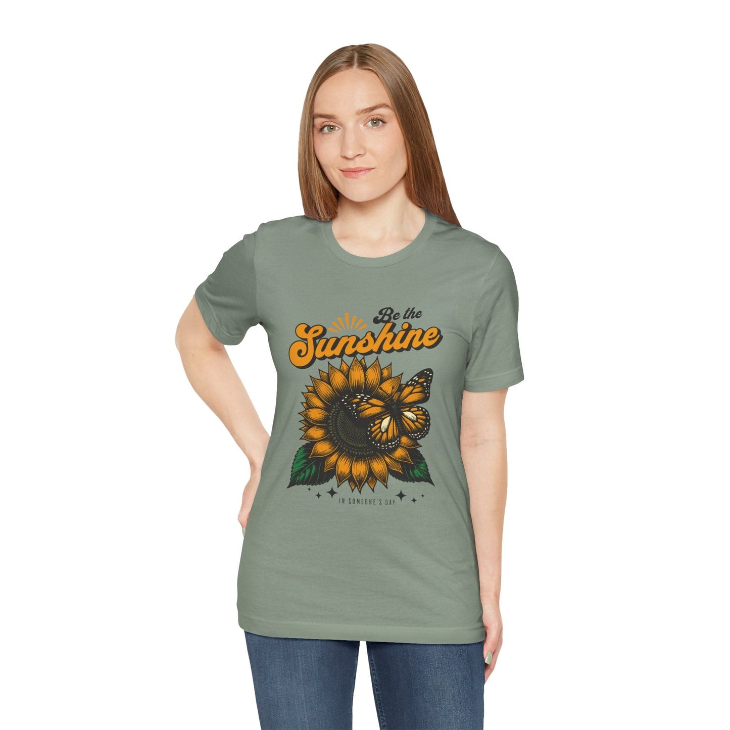 "Be the Sunshine" Sunflower Unisex Tee | Inspirational Floral Shirt