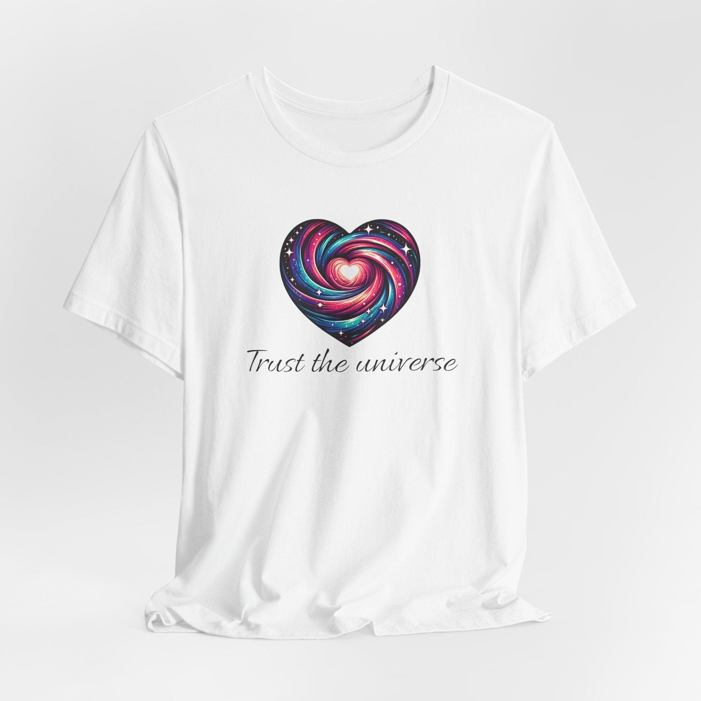 Trust the Universe Unisex Jersey Tee - Inspirational Cosmic Heart Design