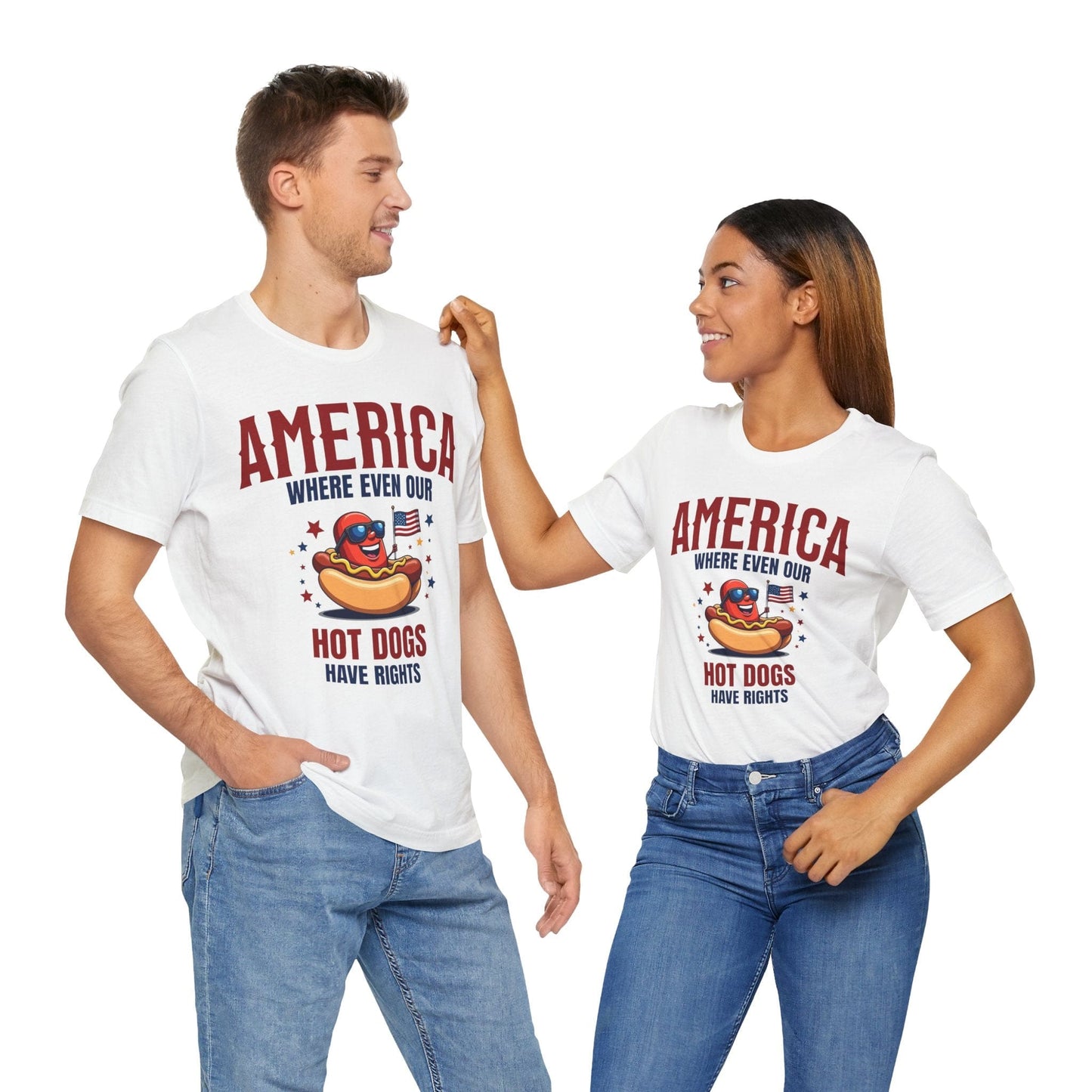 Patriotic Hot Dog Unisex T-Shirt - "America Where Even Our Hot Dogs Have Rights"