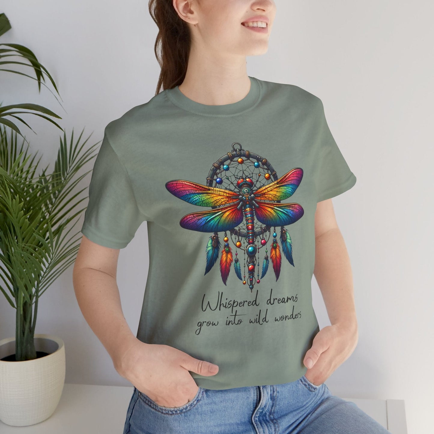 Dreamcatcher Dragonfly Jersey T-Shirt | Boho-Inspired Design
