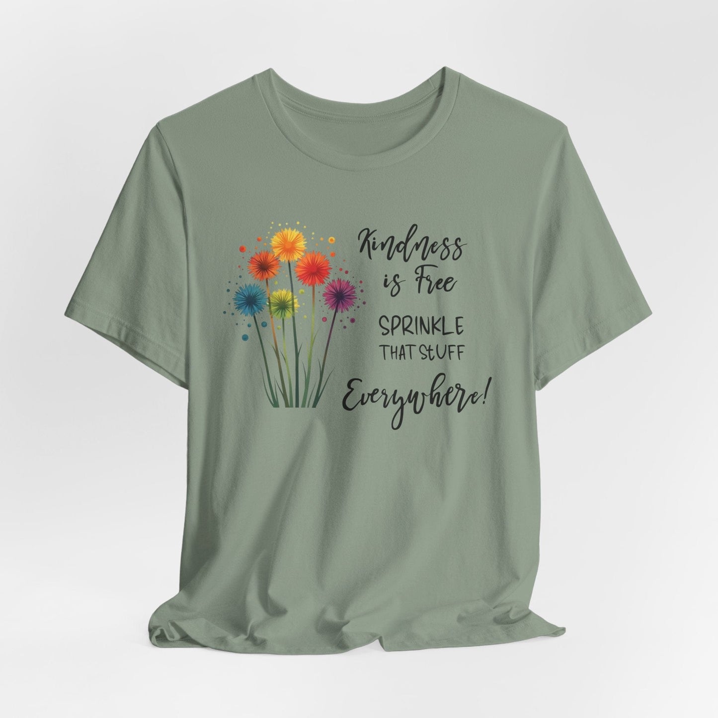 Kindness is Free Floral Tee – Unisex Short Sleeve Shirt for Positive Vibes