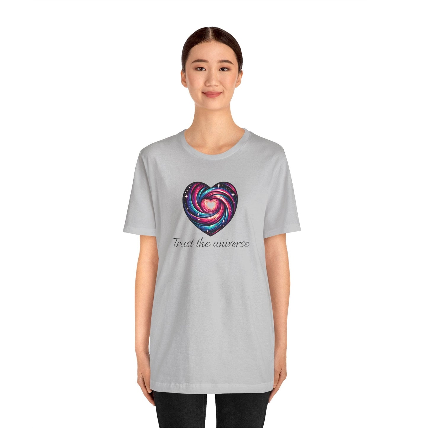 Trust the Universe Unisex Jersey Tee - Inspirational Cosmic Heart Design