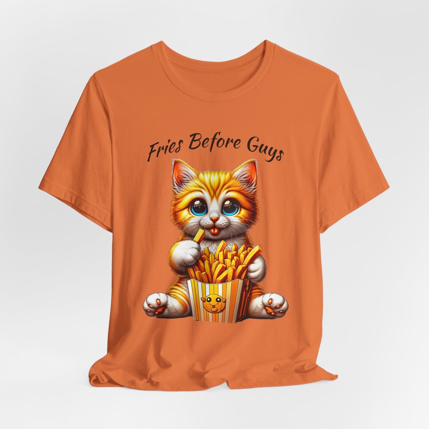 Fries Before Guys Cat T-Shirt | Cute & Funny Cat Fries Tee