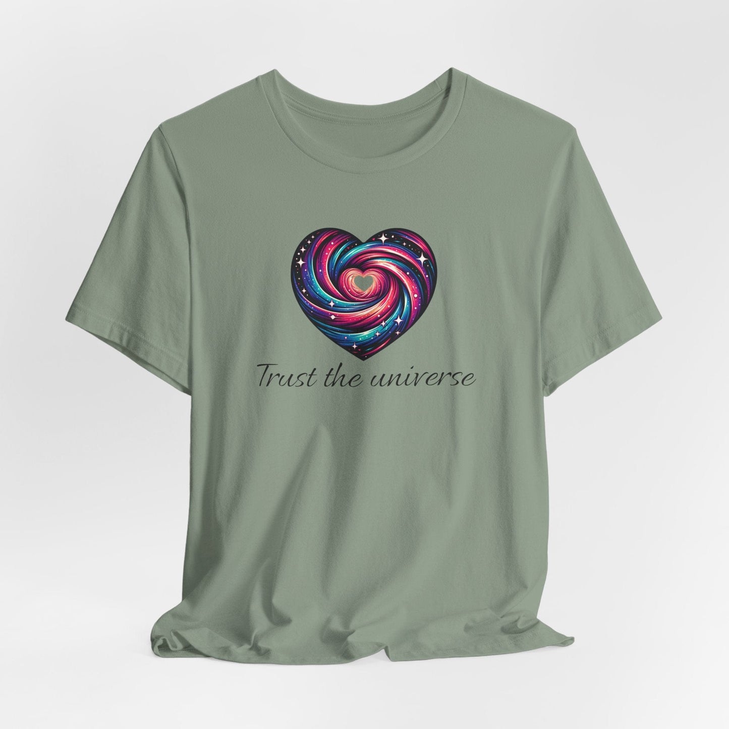 Trust the Universe Unisex Jersey Tee - Inspirational Cosmic Heart Design