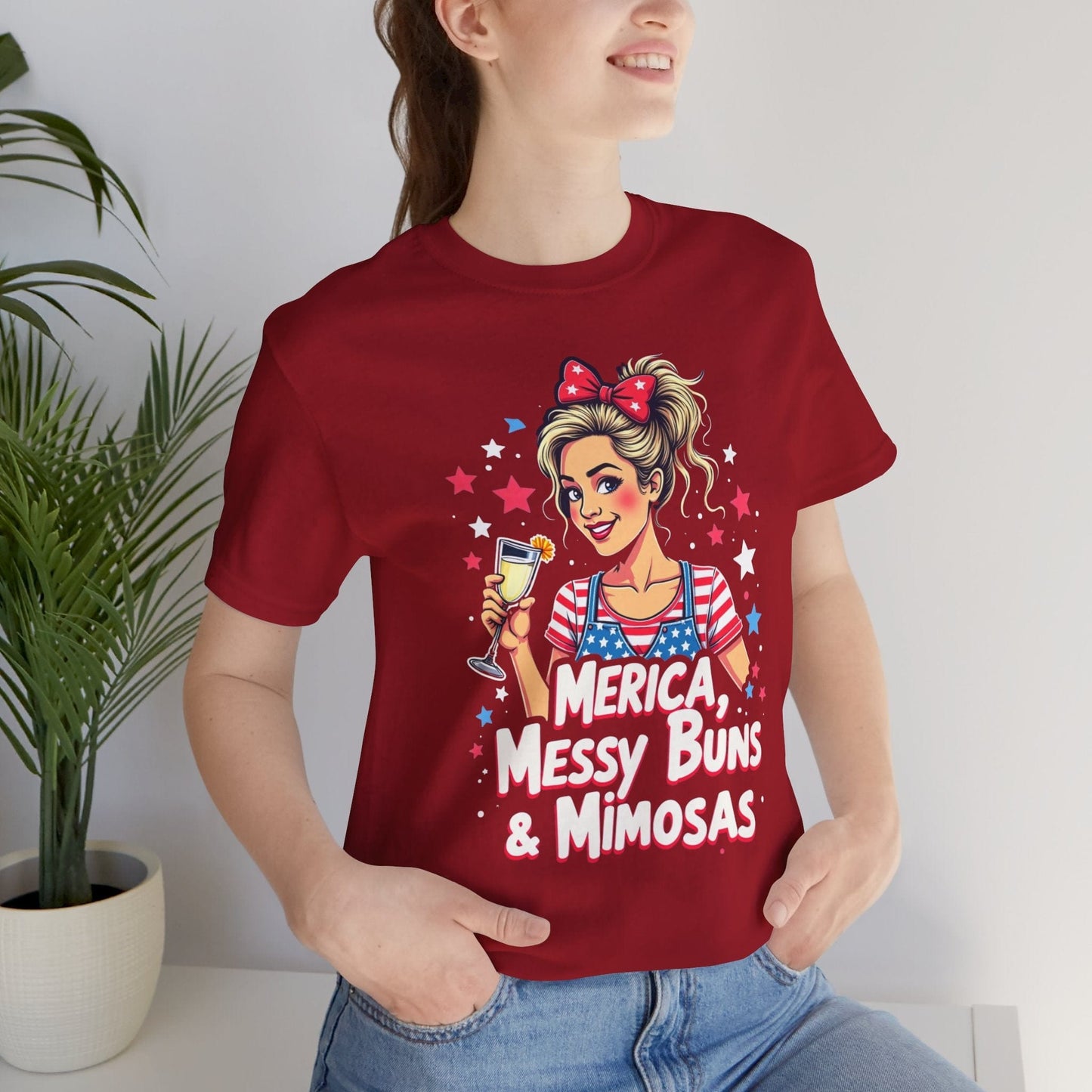 Merica Messy Buns & Mimosas Short Sleeve Tee