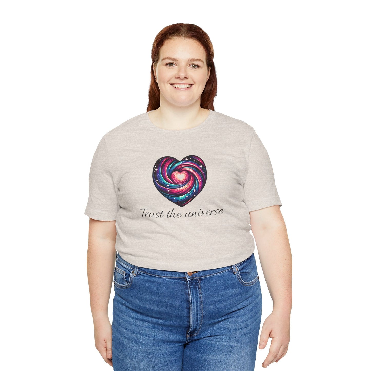Trust the Universe Unisex Jersey Tee - Inspirational Cosmic Heart Design