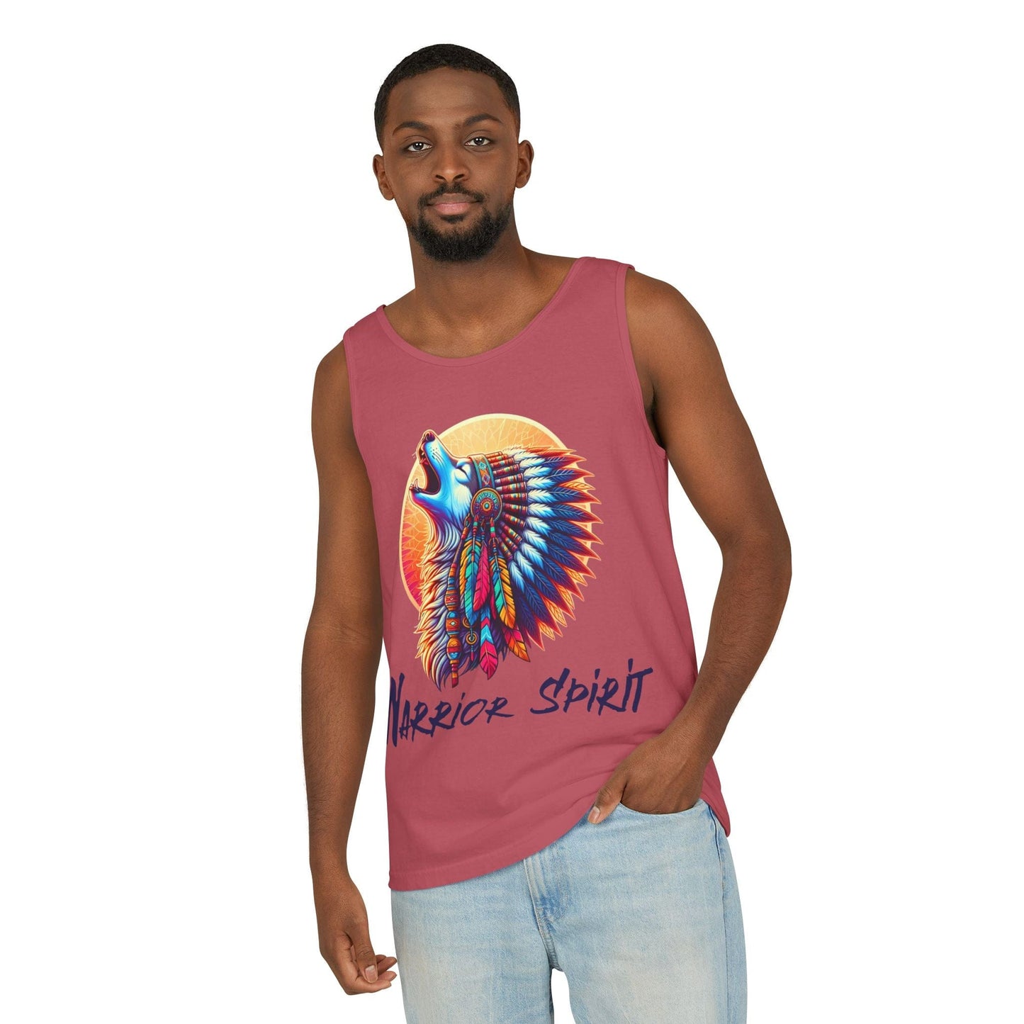Warrior Spirit Tank Top with Howling Wolf in Headdress