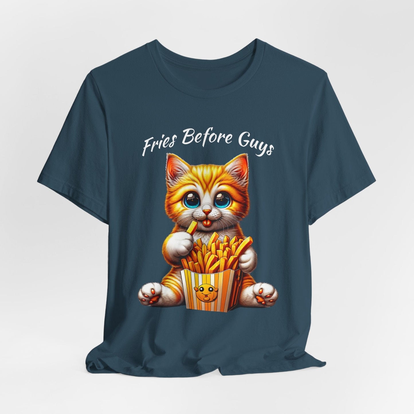 Fries Before Guys Cat T-Shirt | Cute & Funny Cat Fries Tee