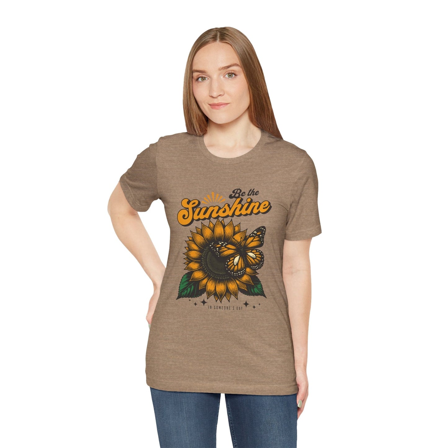 "Be the Sunshine" Sunflower Unisex Tee | Inspirational Floral Shirt