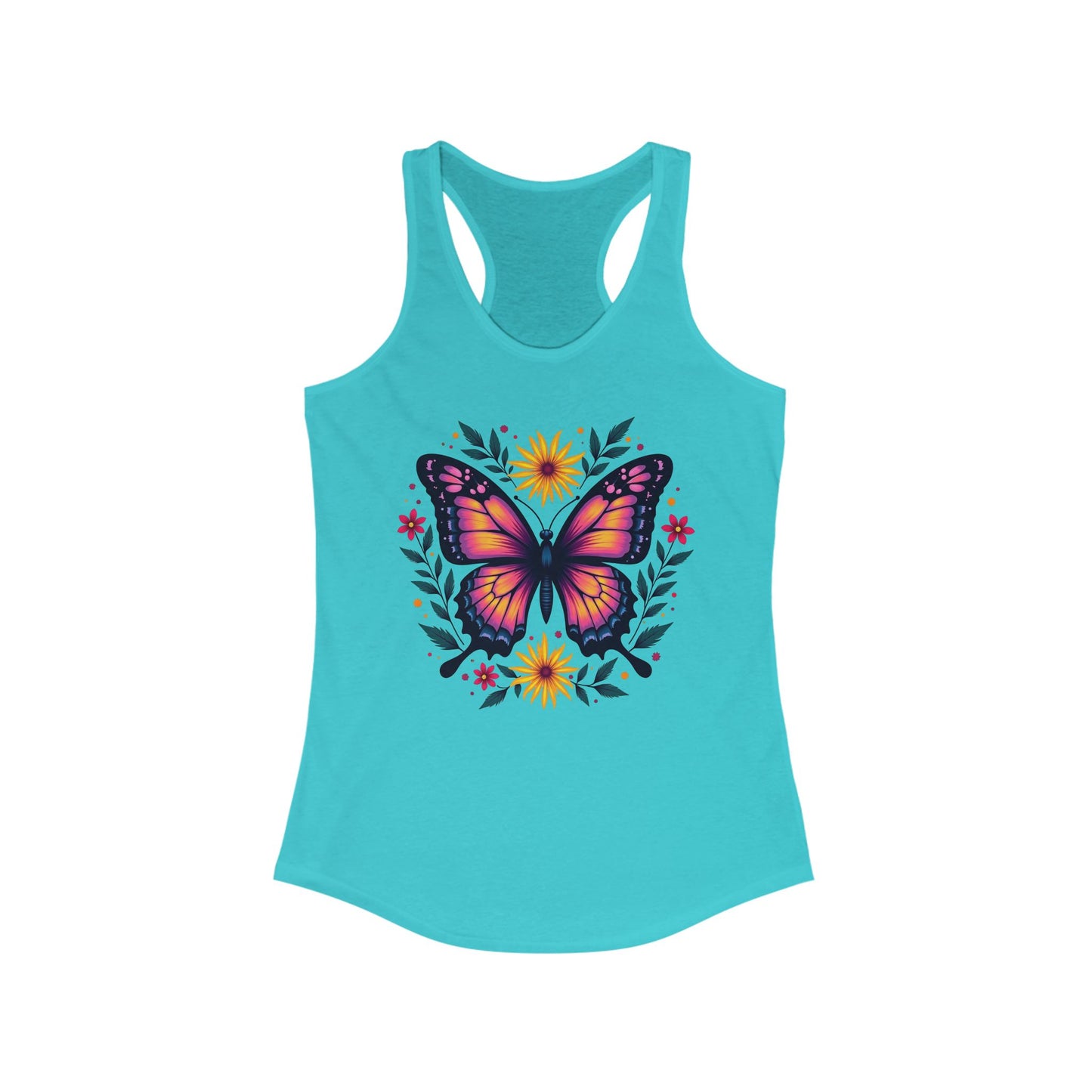 Butterfly Floral Racerback Tank for Women - Perfect for Summer & Yoga