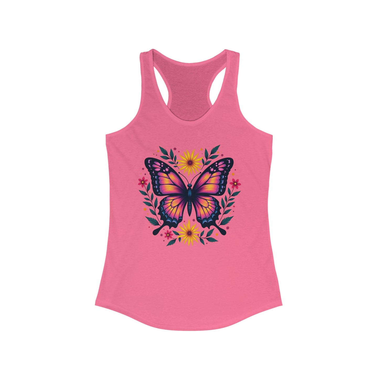 Butterfly Floral Racerback Tank for Women - Perfect for Summer & Yoga