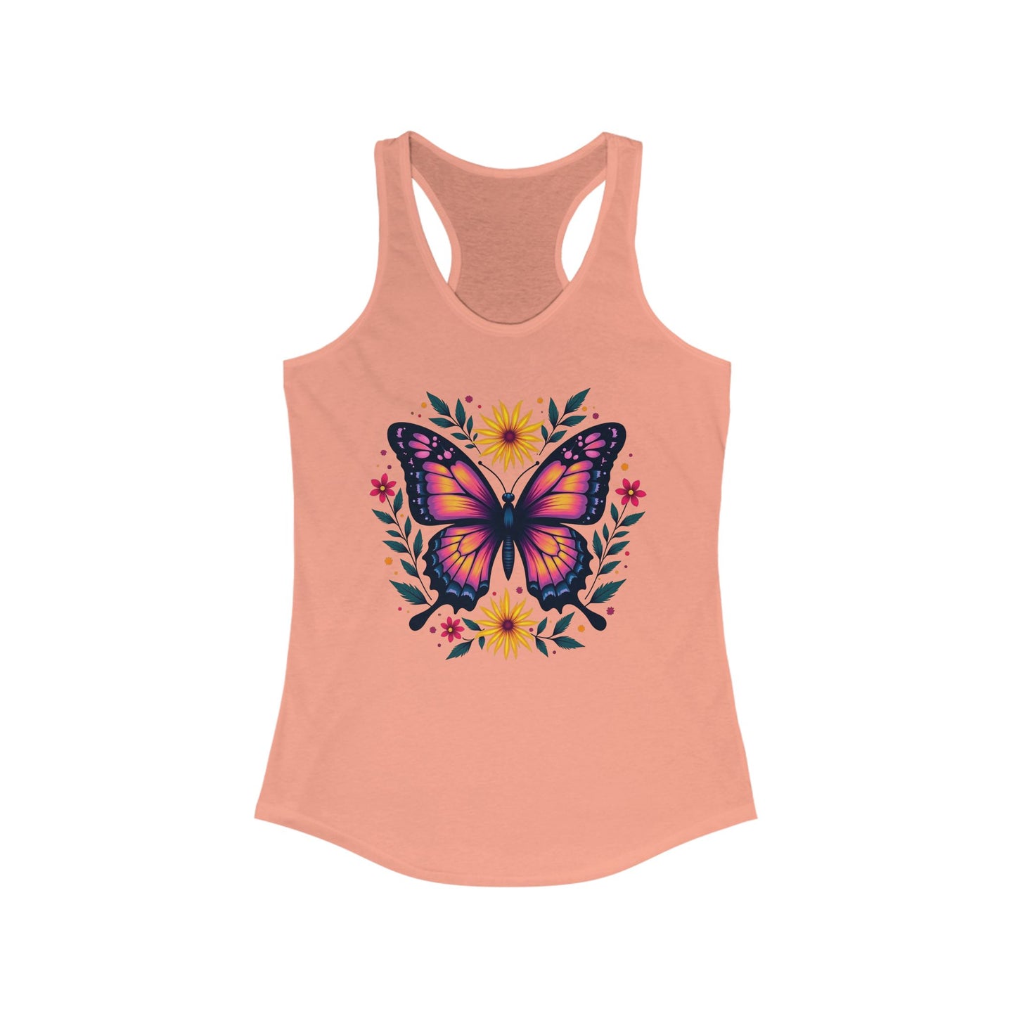 Butterfly Floral Racerback Tank for Women - Perfect for Summer & Yoga