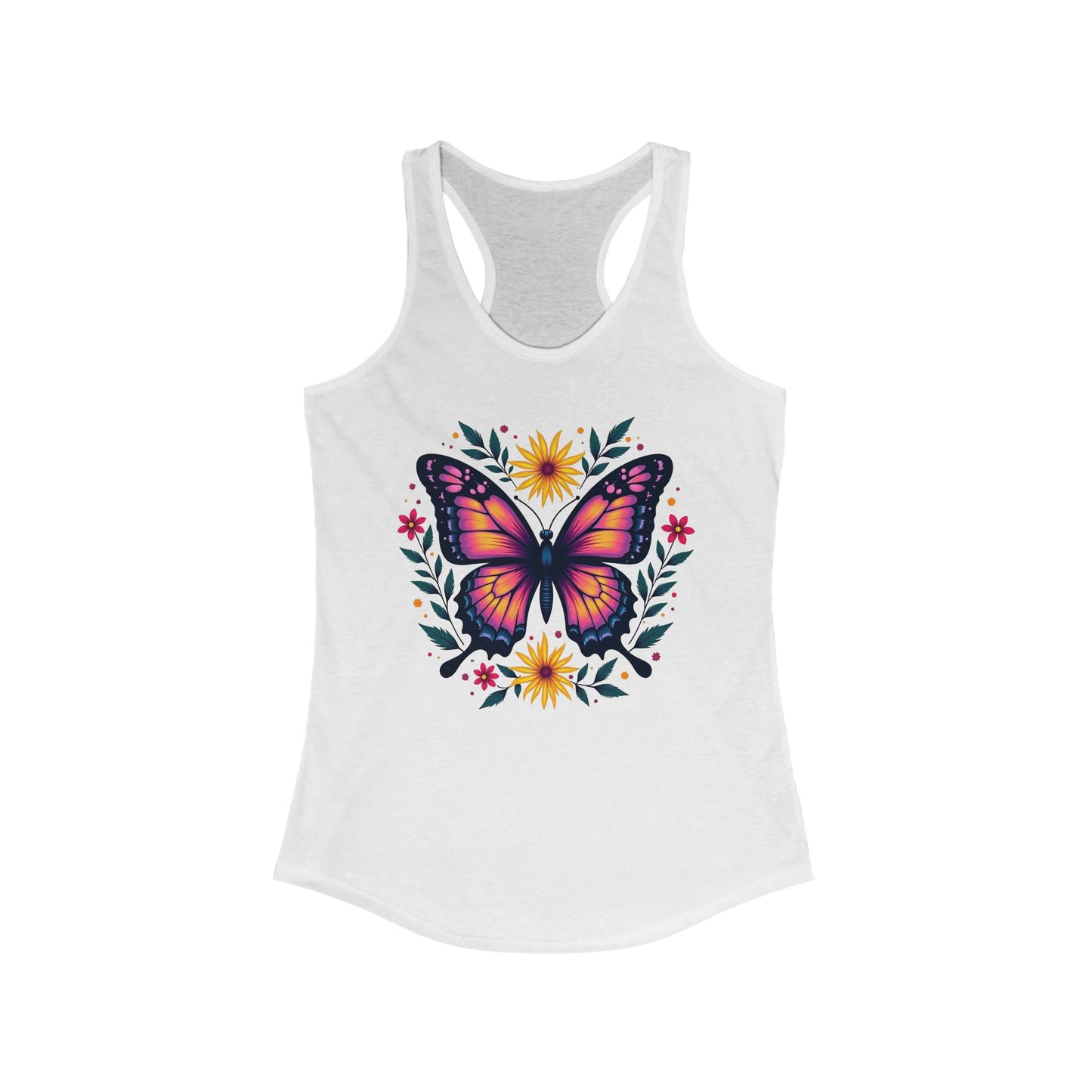 Butterfly Floral Racerback Tank for Women - Perfect for Summer & Yoga