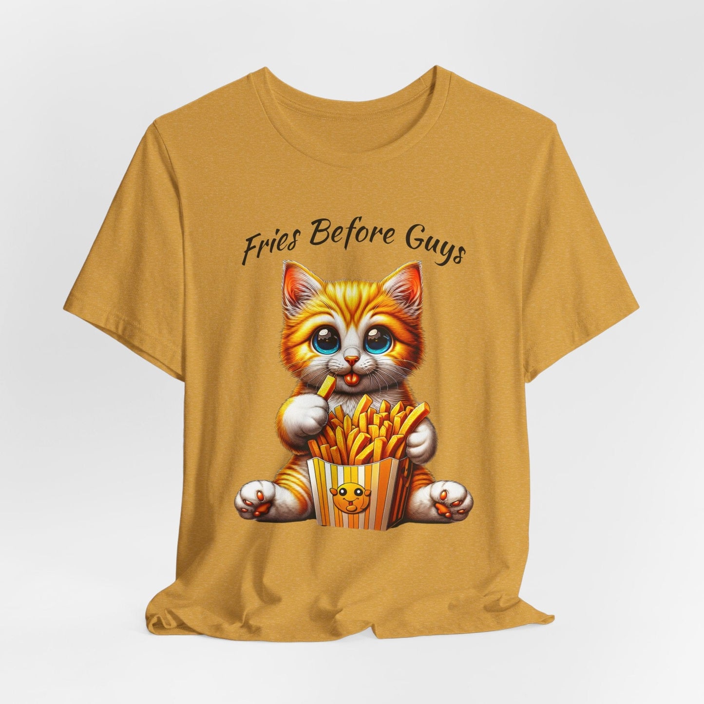 Fries Before Guys Cat T-Shirt | Cute & Funny Cat Fries Tee