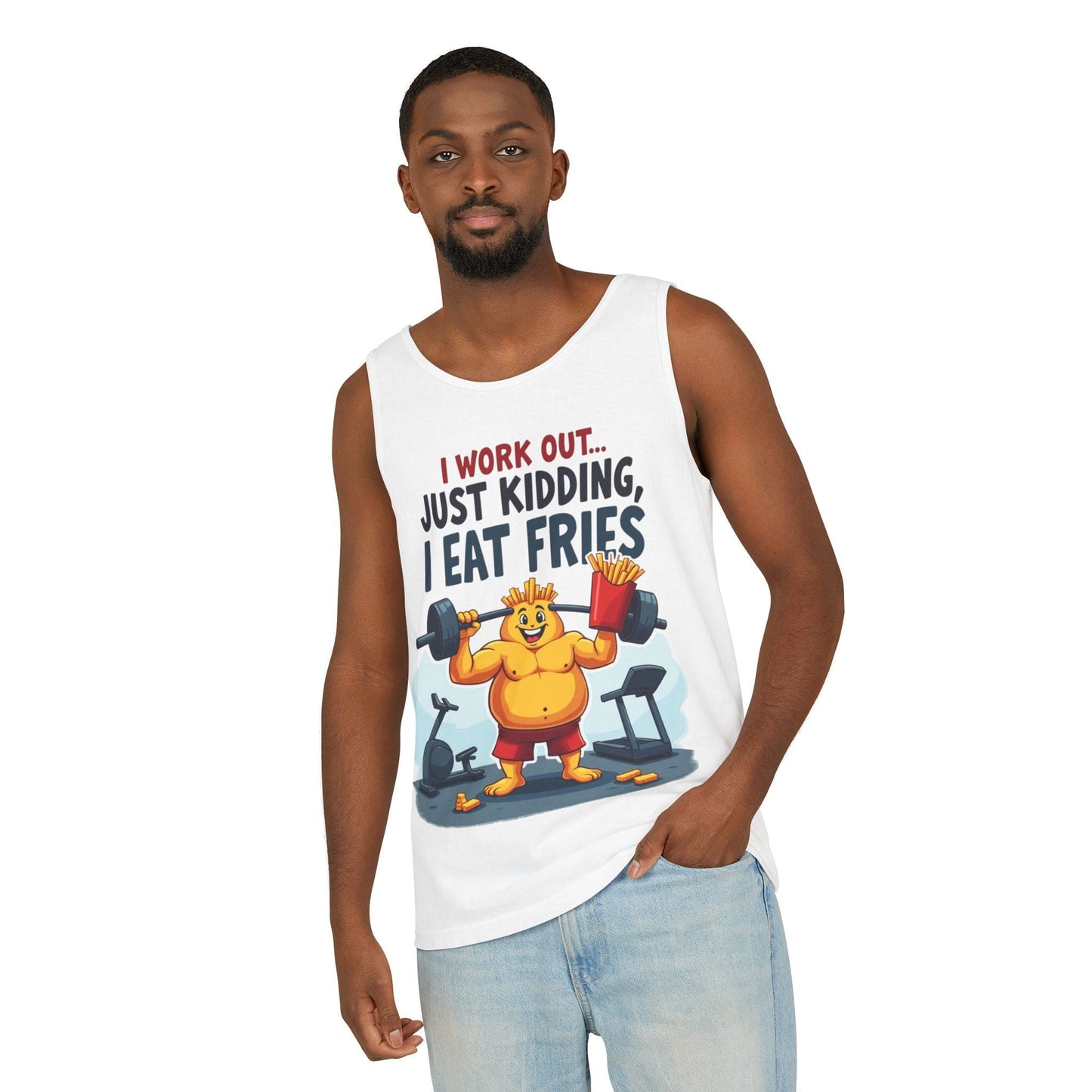 "I Work Out Just Kidding, I Eat Fries" Workout Tank Top