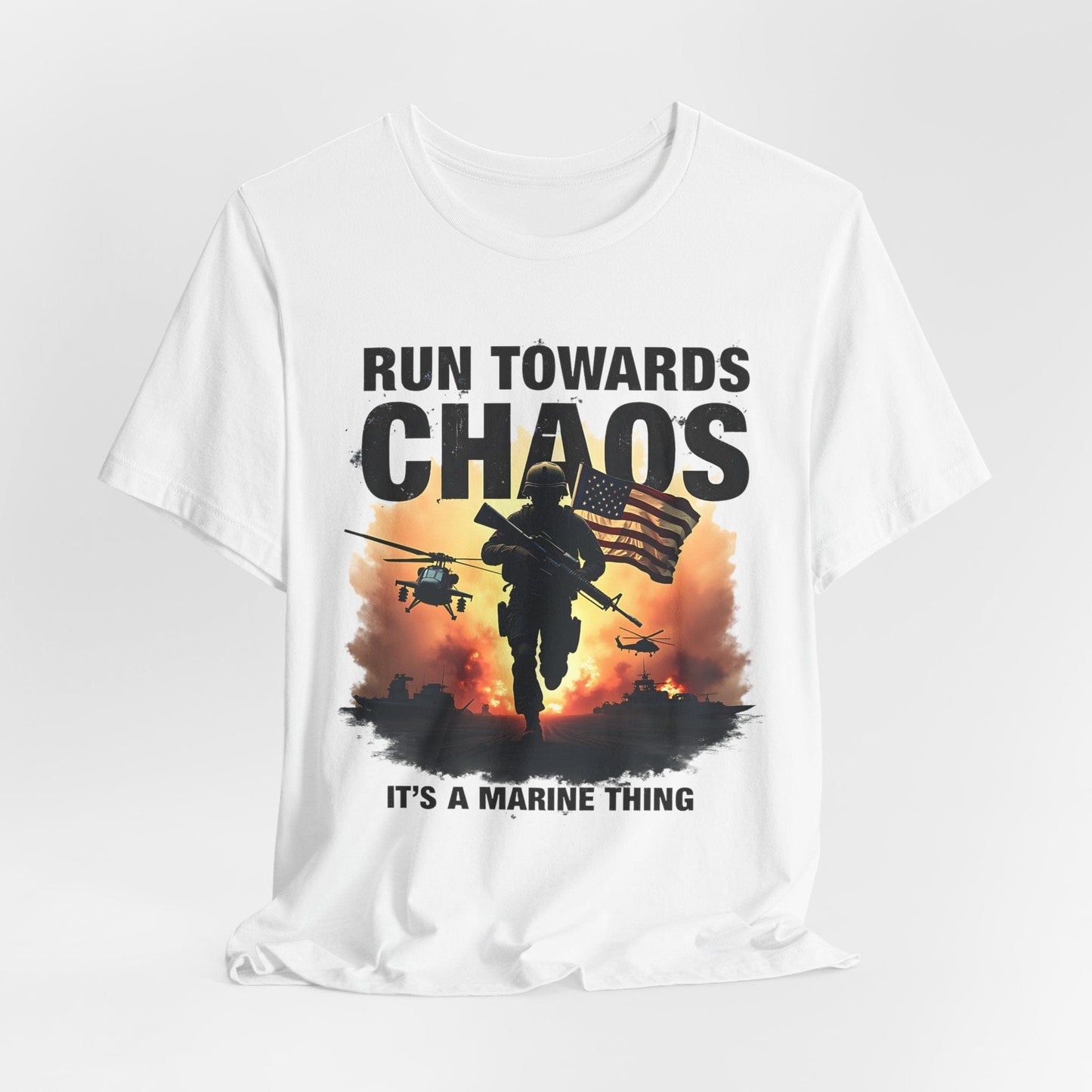 Marine Corps Run Towards Chaos Tee | Bold & Motivational