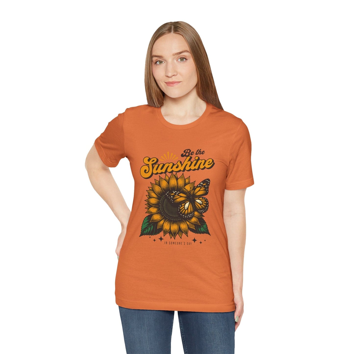 "Be the Sunshine" Sunflower Unisex Tee | Inspirational Floral Shirt