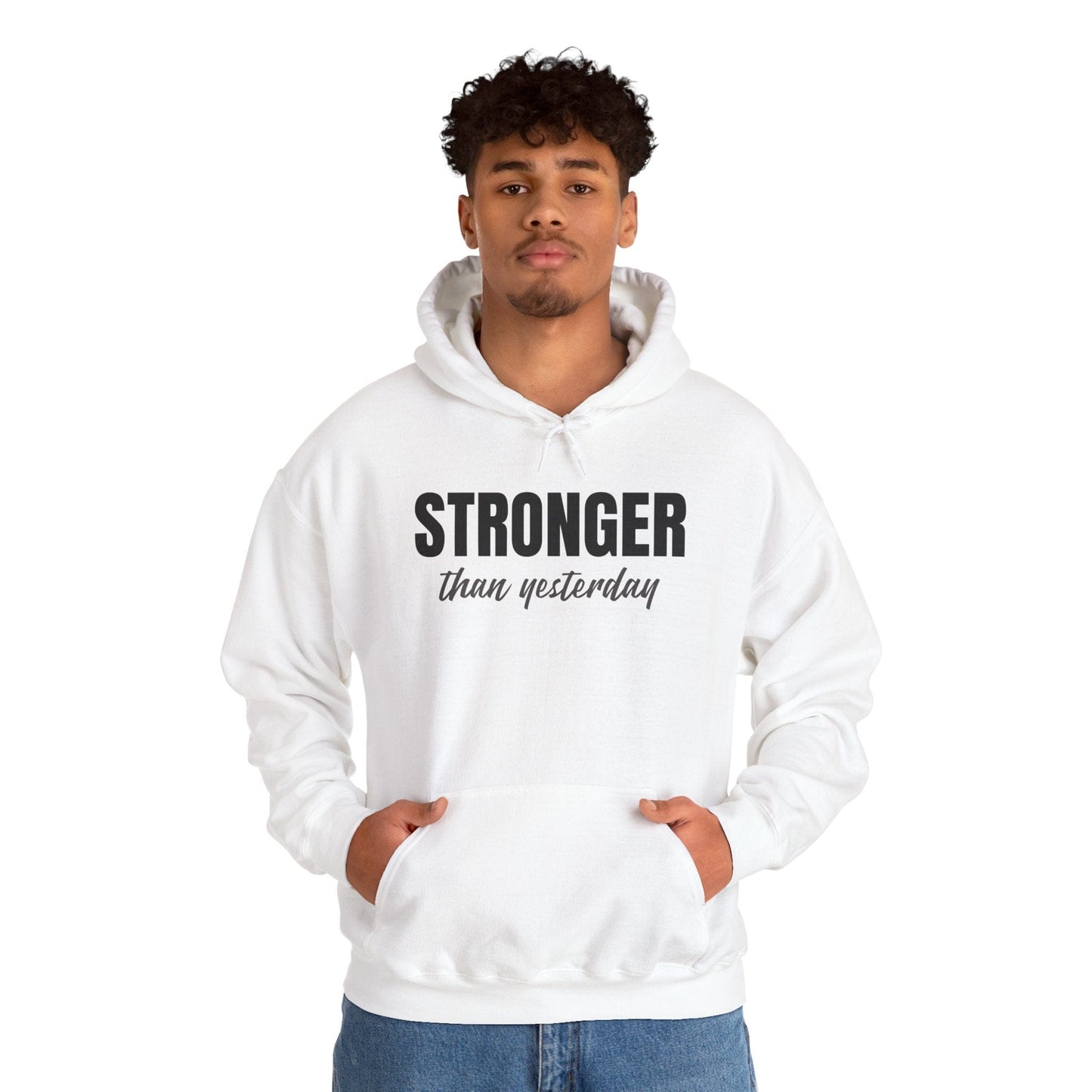 Stronger Than Yesterday Heavy Blend Hooded Sweatshirt | Motivational