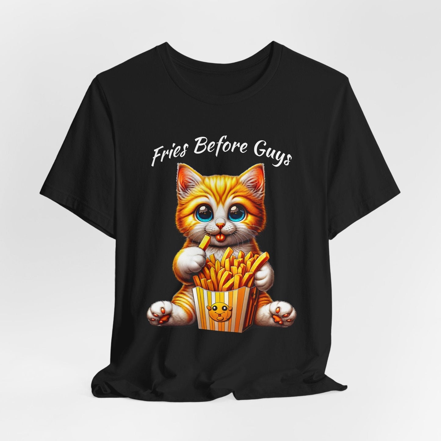 Fries Before Guys Cat T-Shirt | Cute & Funny Cat Fries Tee