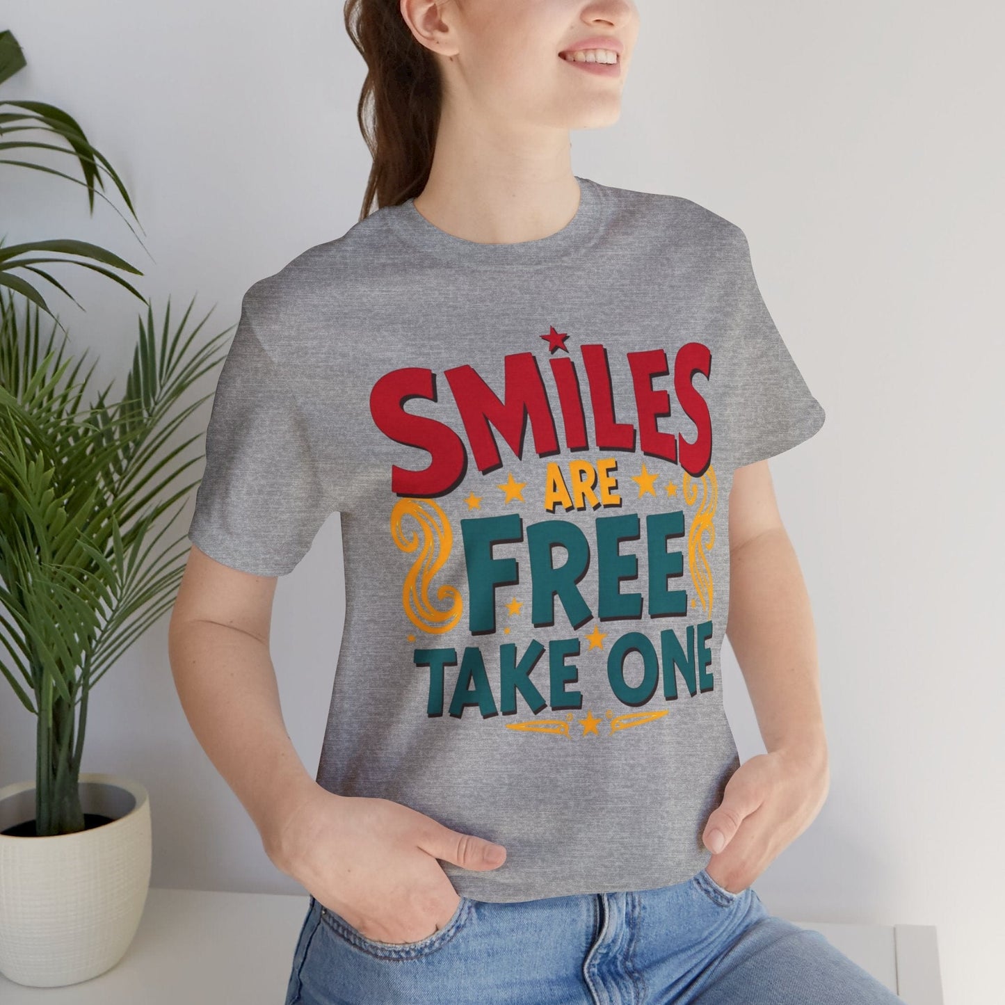 Unisex Smiles Are Free Tee - Comfortable Casual Shirt for Joyful Moments