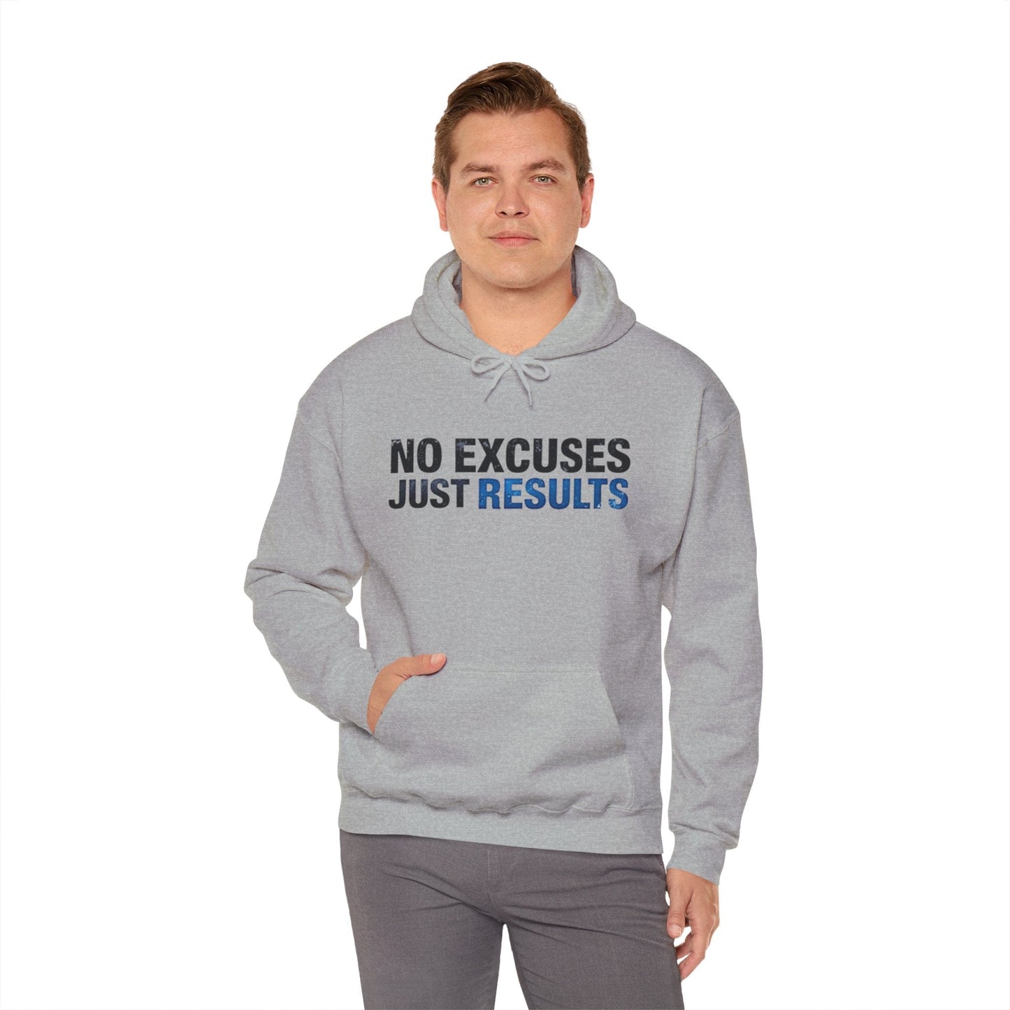No Excuses Just Results Hooded Sweatshirt - Motivational Unisex Heavy Blend™ Hoodie