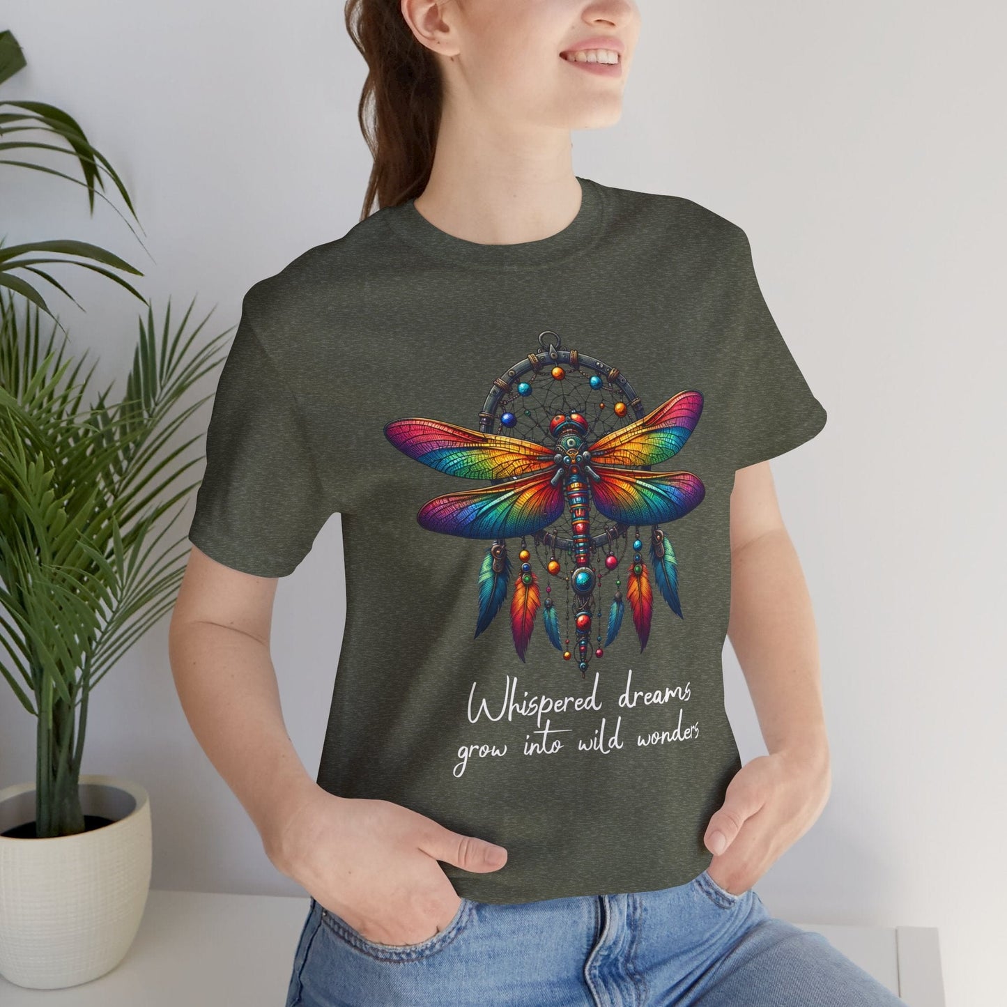 Dreamcatcher Dragonfly Jersey T-Shirt | Boho-Inspired Design