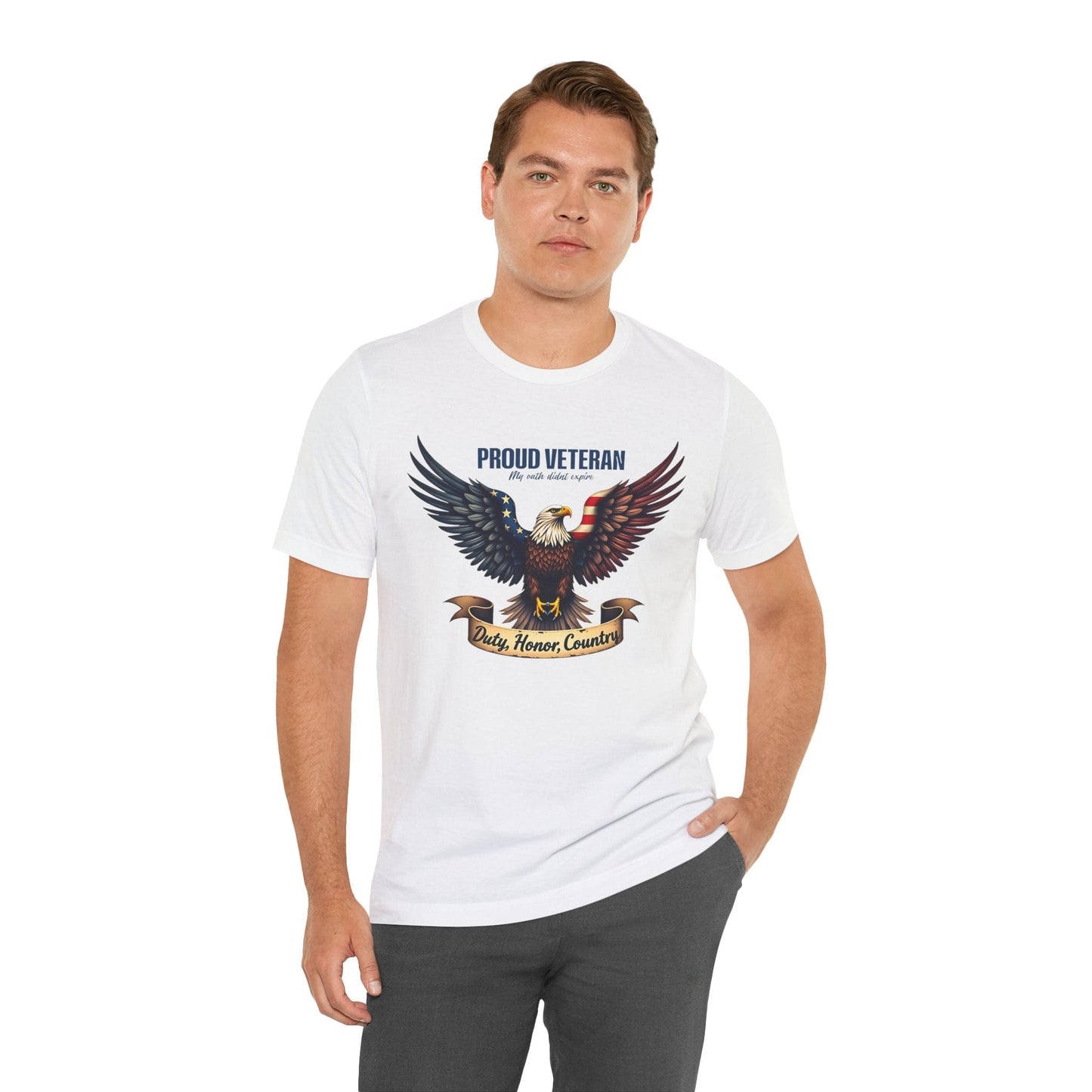 Proud Veteran Eagle T-Shirt - Duty, Honor, Country Unisex Jersey Shirt