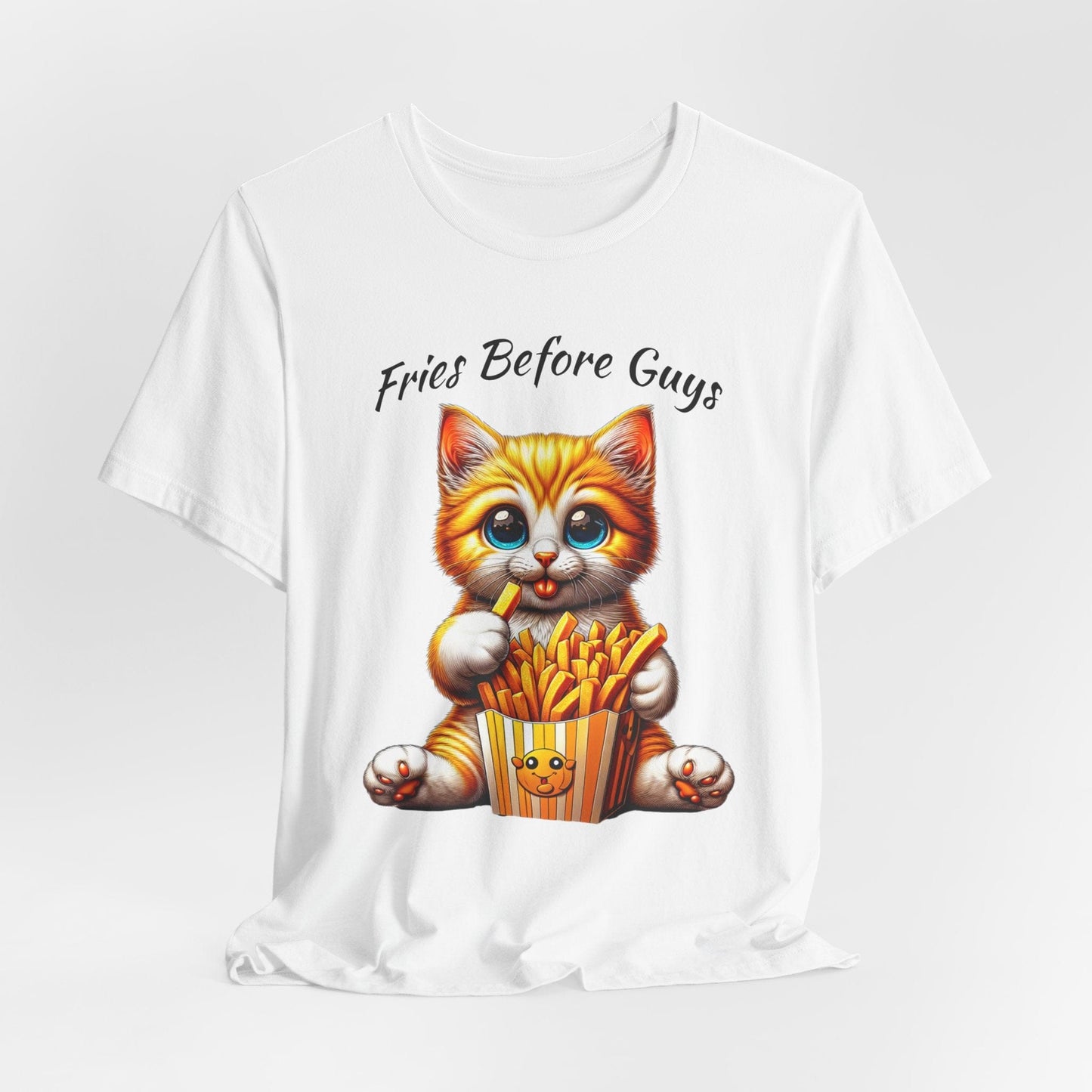 Fries Before Guys Cat T-Shirt | Cute & Funny Cat Fries Tee