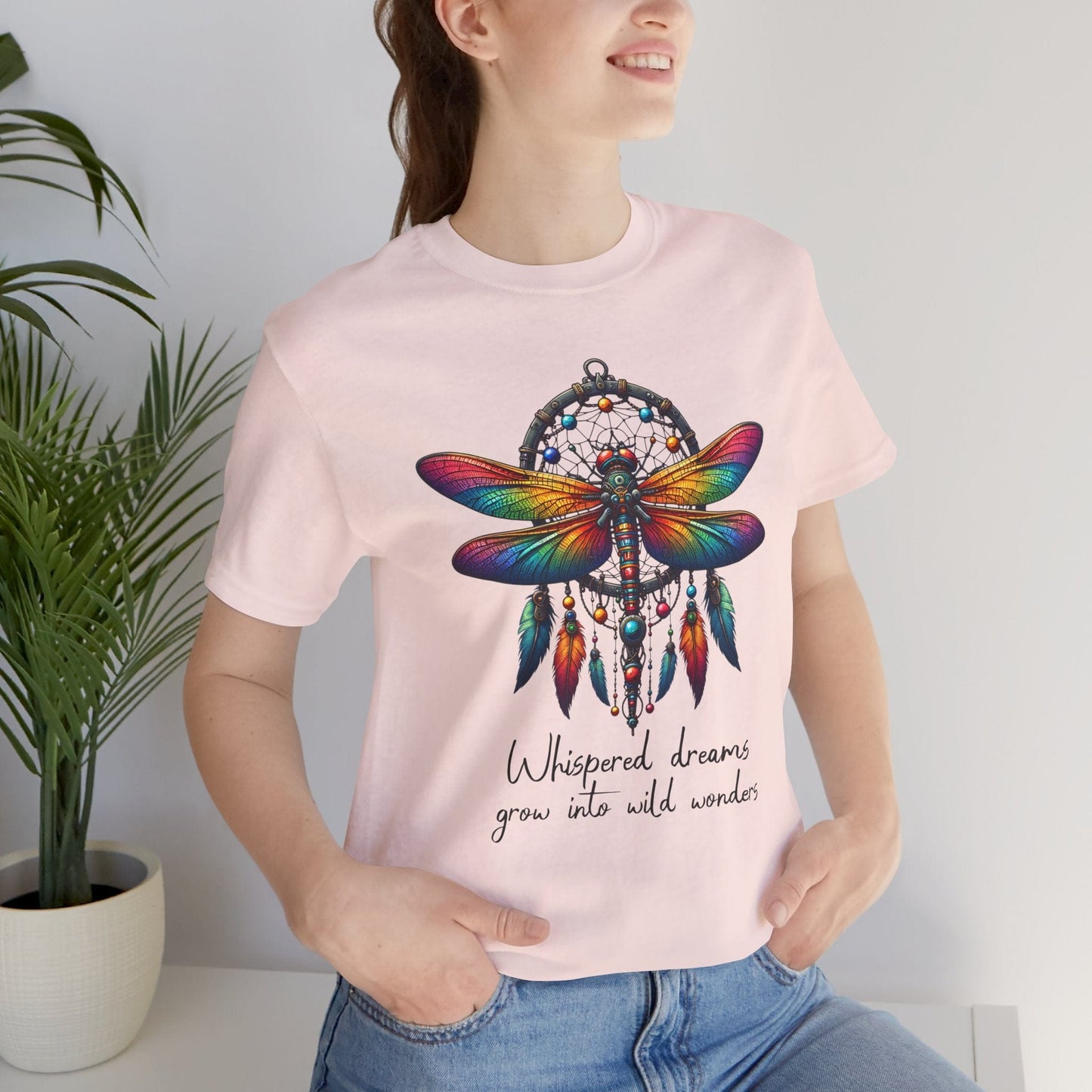 Dreamcatcher Dragonfly Jersey T-Shirt | Boho-Inspired Design