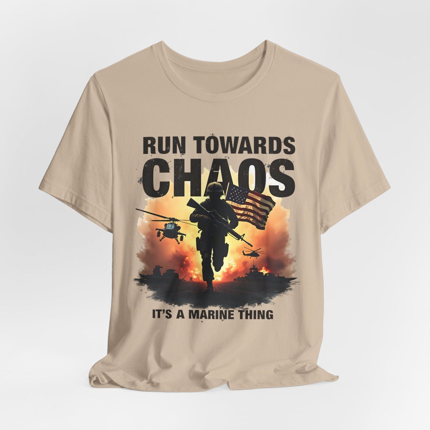 Marine Corps Run Towards Chaos Tee | Bold & Motivational