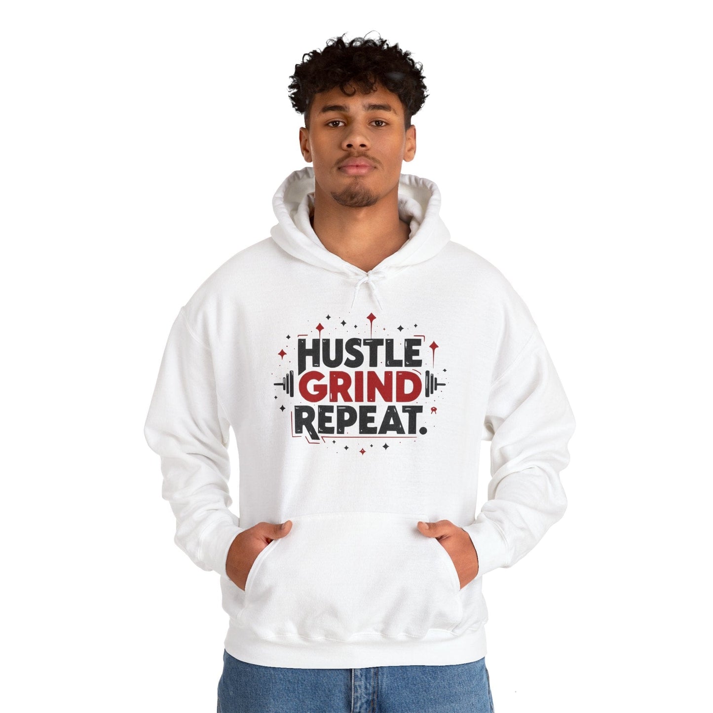 Hustle Grind Repeat Hoodie - Motivational Unisex Sweatshirt for Fitness Enthusiasts