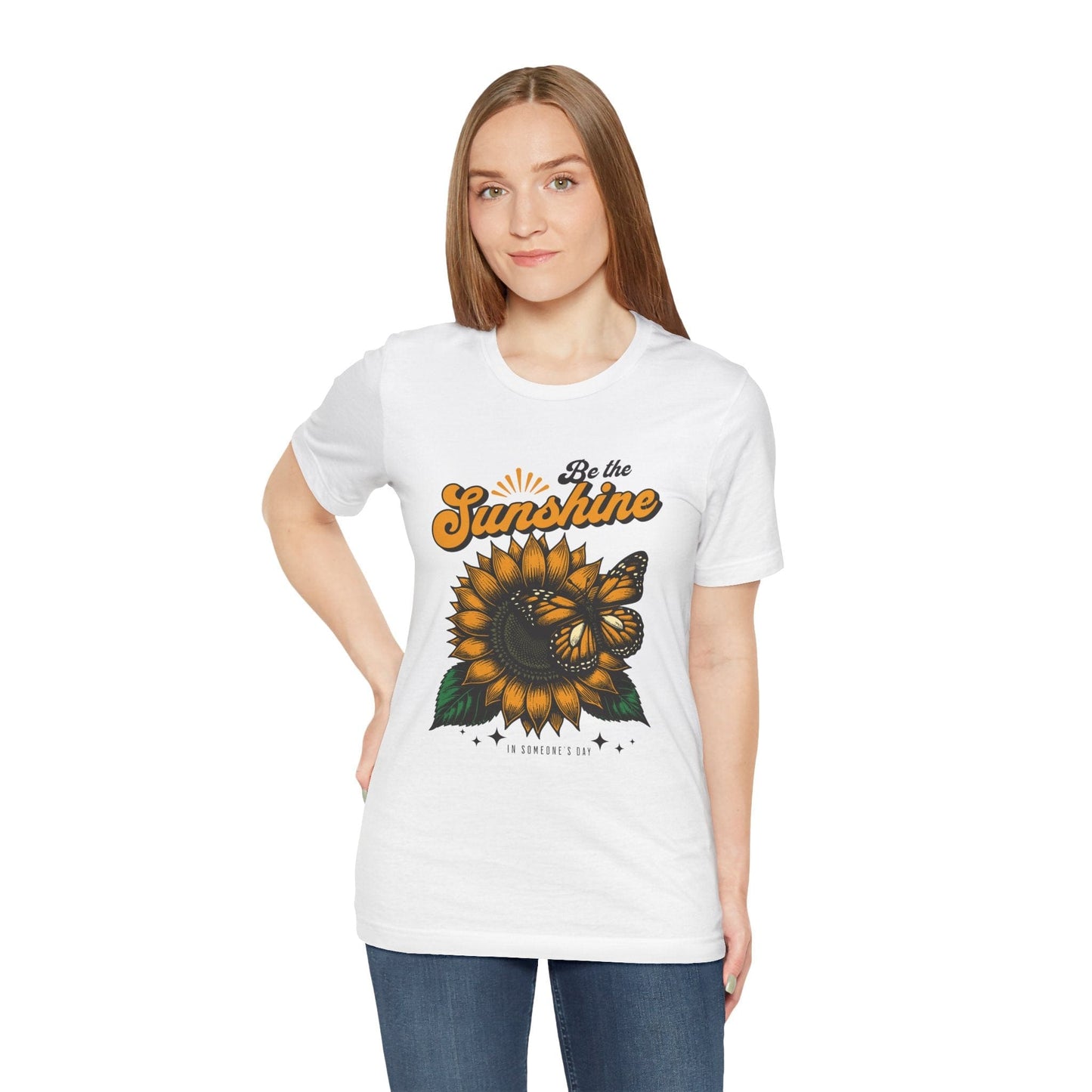 "Be the Sunshine" Sunflower Unisex Tee | Inspirational Floral Shirt