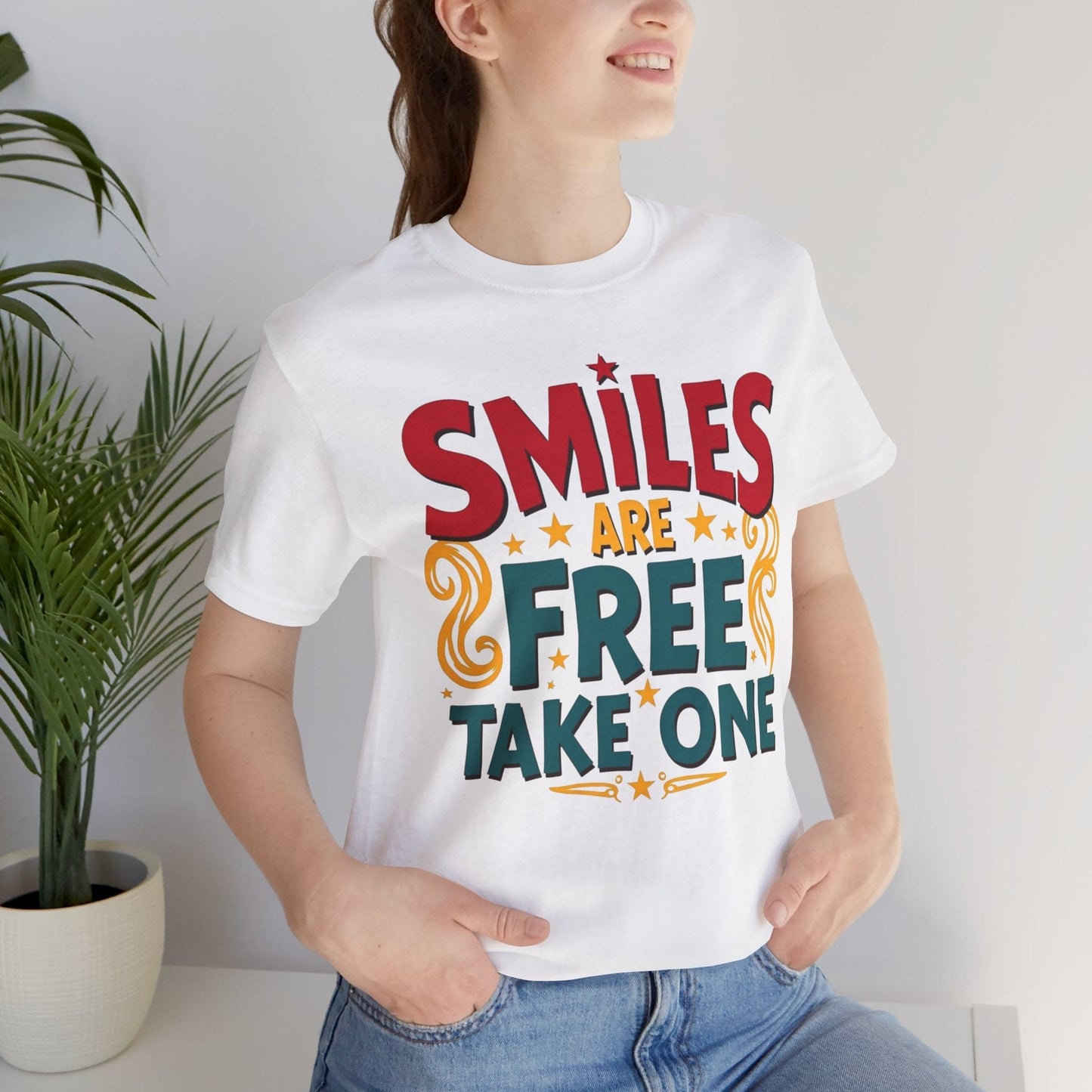 Unisex Smiles Are Free Tee - Comfortable Casual Shirt for Joyful Moments