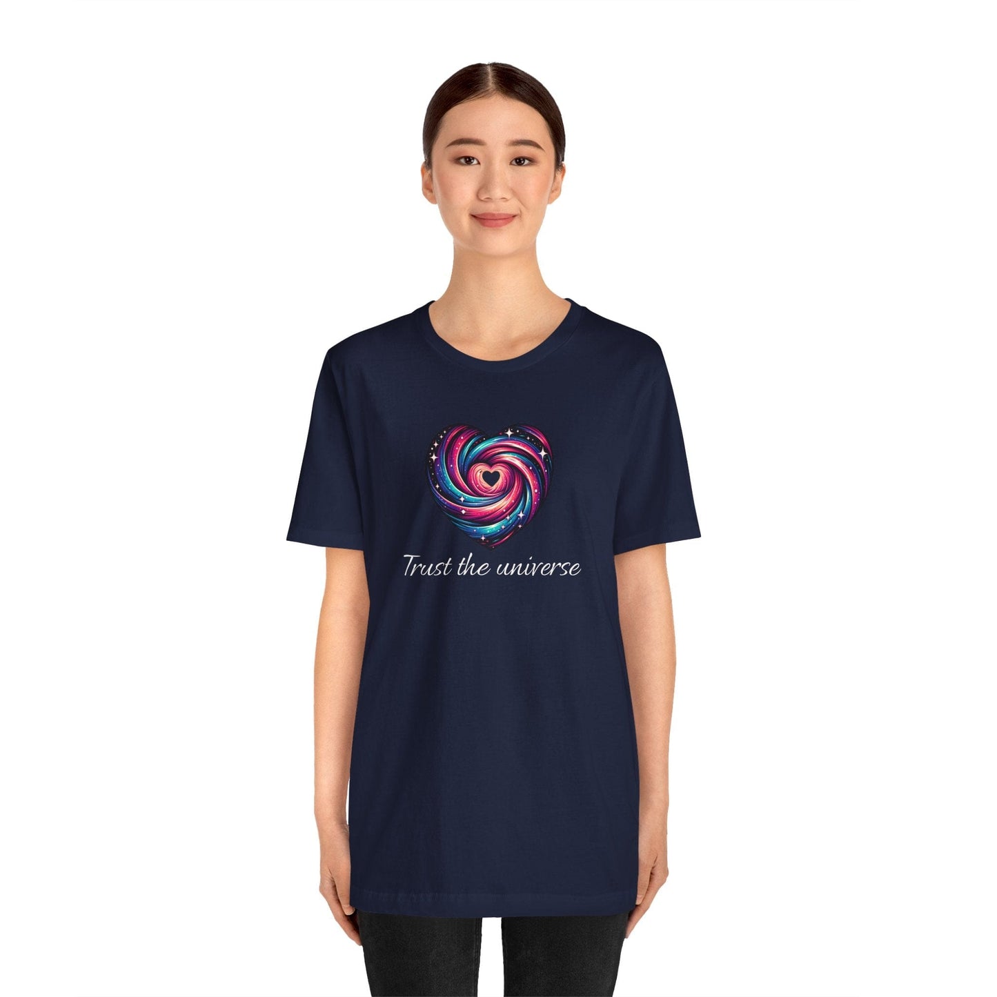 Trust the Universe Unisex Jersey Tee - Inspirational Cosmic Heart Design