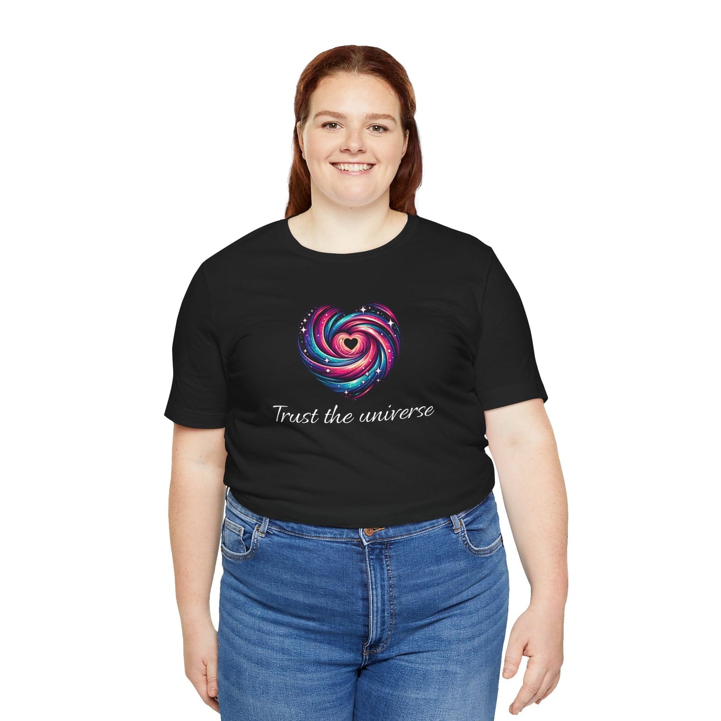 Trust the Universe Unisex Jersey Tee - Inspirational Cosmic Heart Design