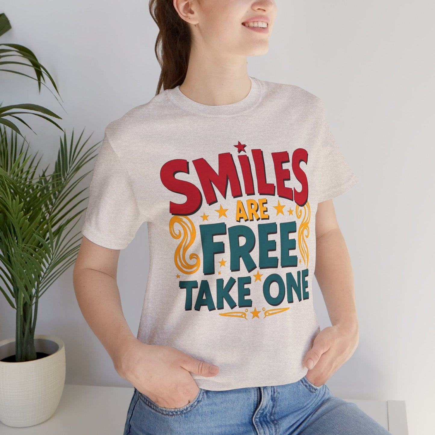 Unisex Smiles Are Free Tee - Comfortable Casual Shirt for Joyful Moments