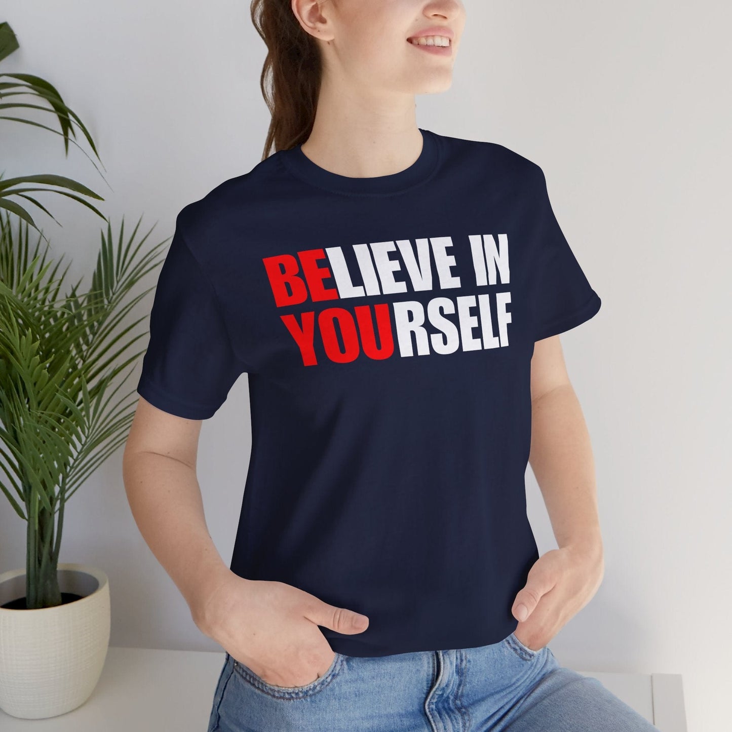 Motivational Short Sleeve Tee - 'Believe in Yourself'