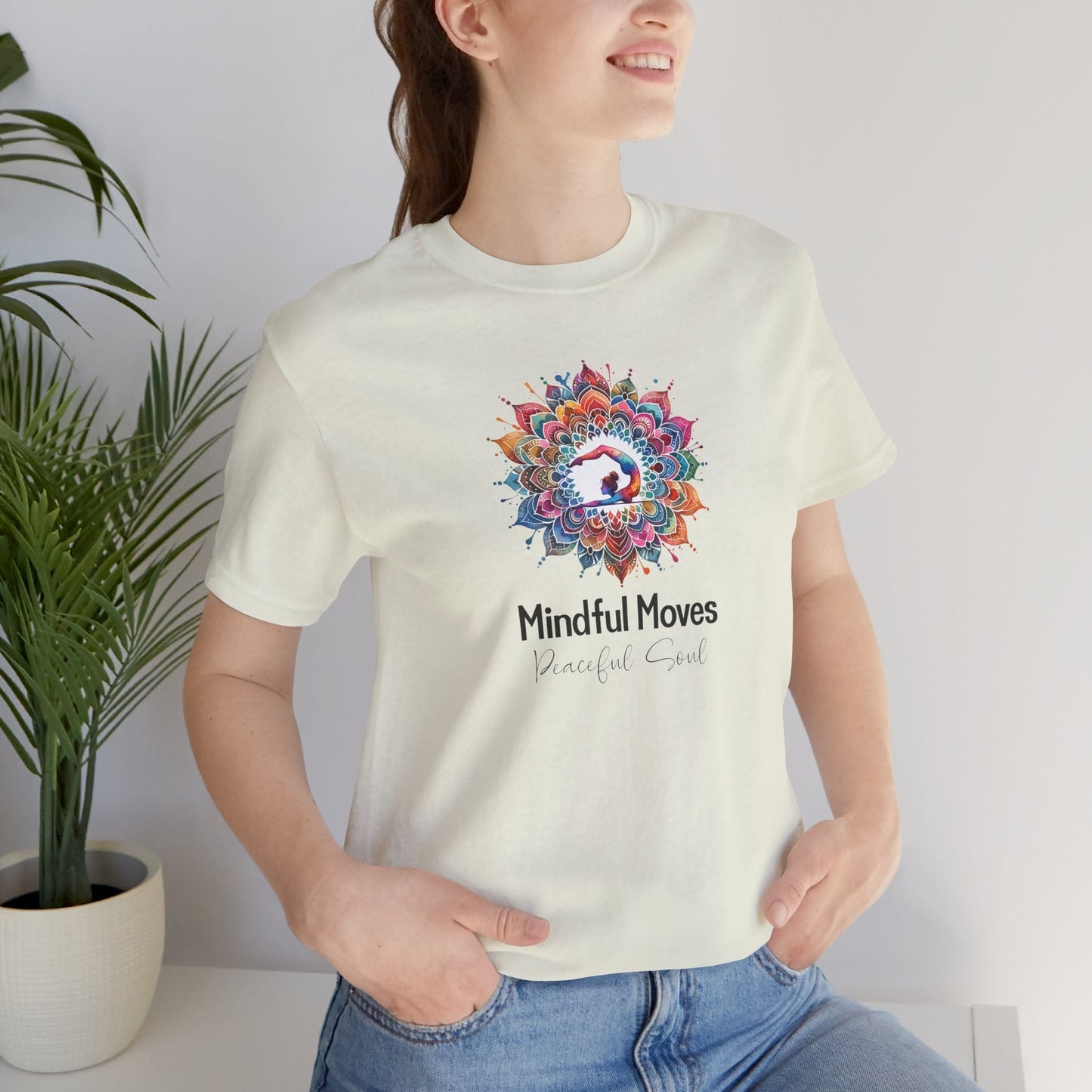 Yoga Tee - Mindful Moves, Peaceful Soul Design