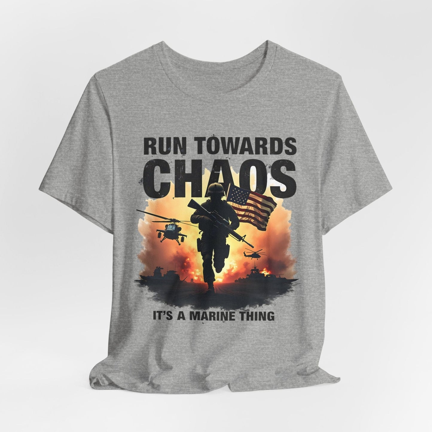 Marine Corps Run Towards Chaos Tee | Bold & Motivational