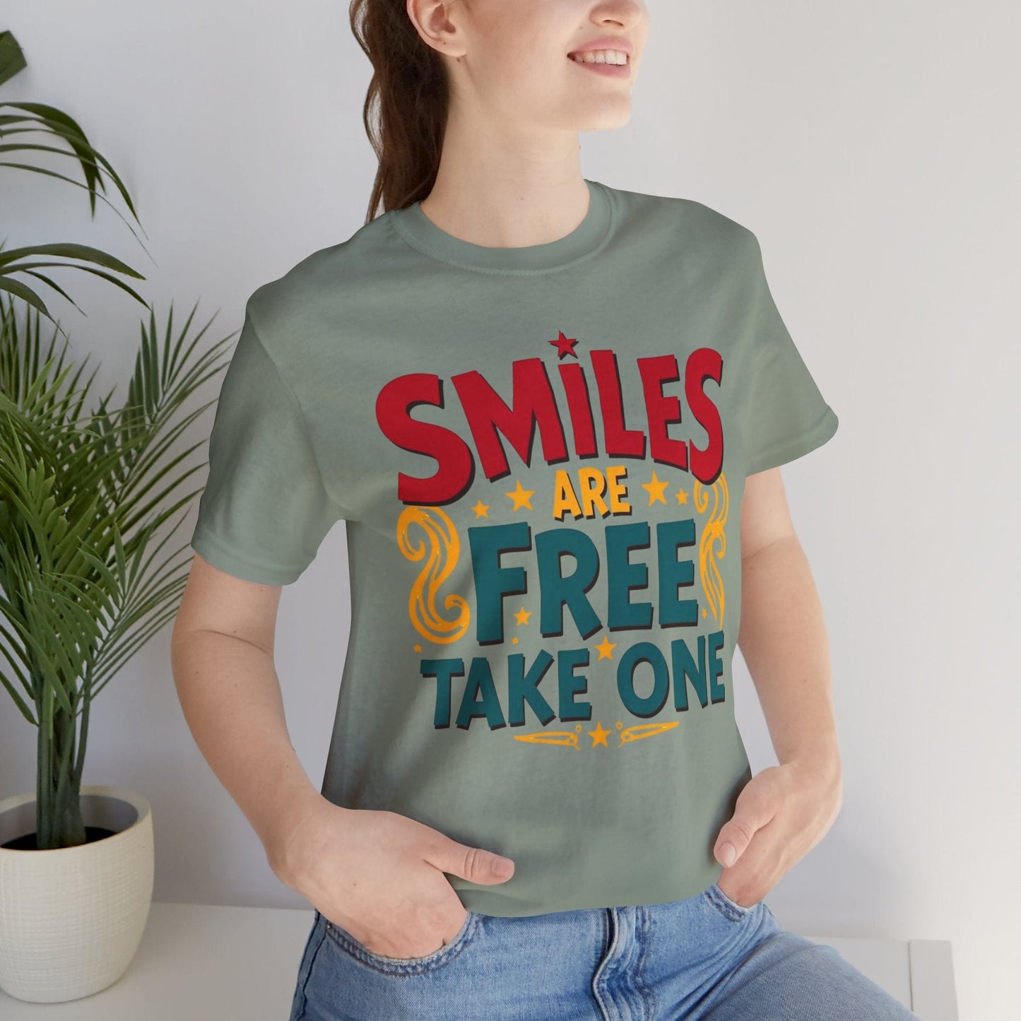 Unisex Smiles Are Free Tee - Comfortable Casual Shirt for Joyful Moments