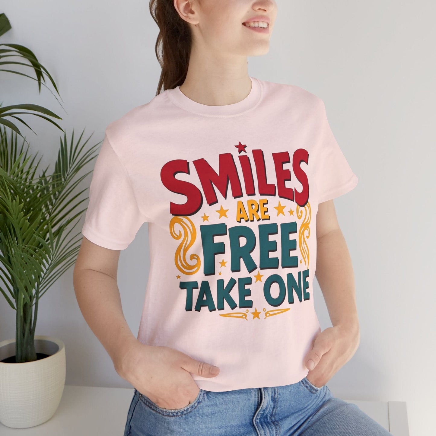 Unisex Smiles Are Free Tee - Comfortable Casual Shirt for Joyful Moments