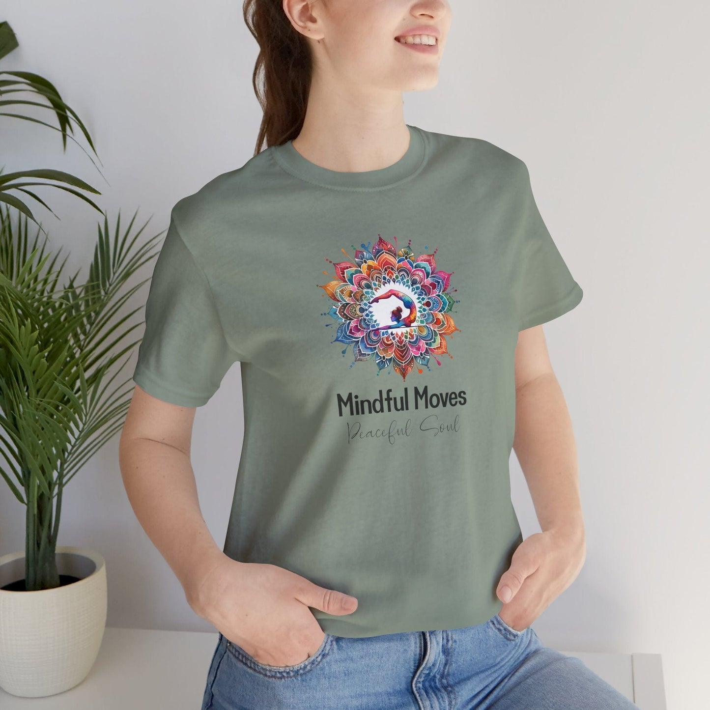Yoga Tee - Mindful Moves, Peaceful Soul Design