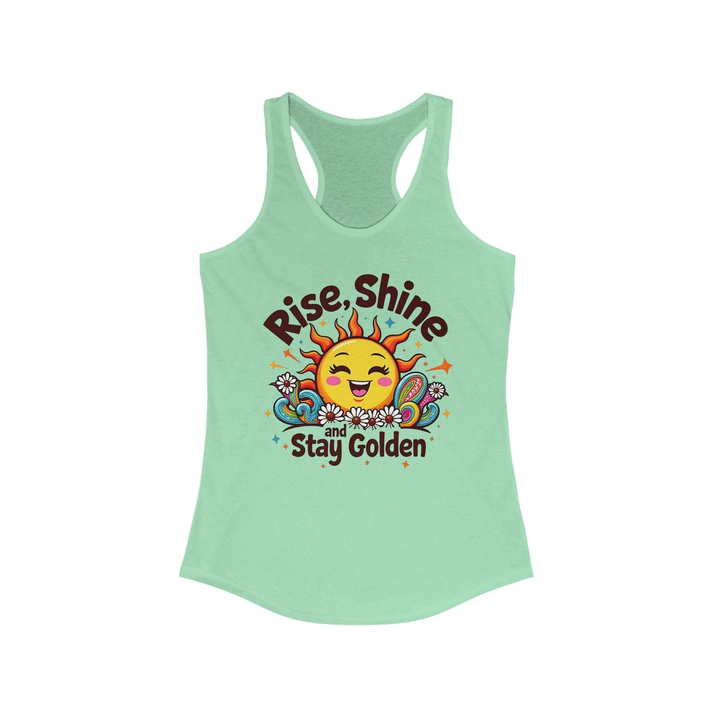 Rise, Shine, and Stay Golden Women's Racerback Tank | Inspirational