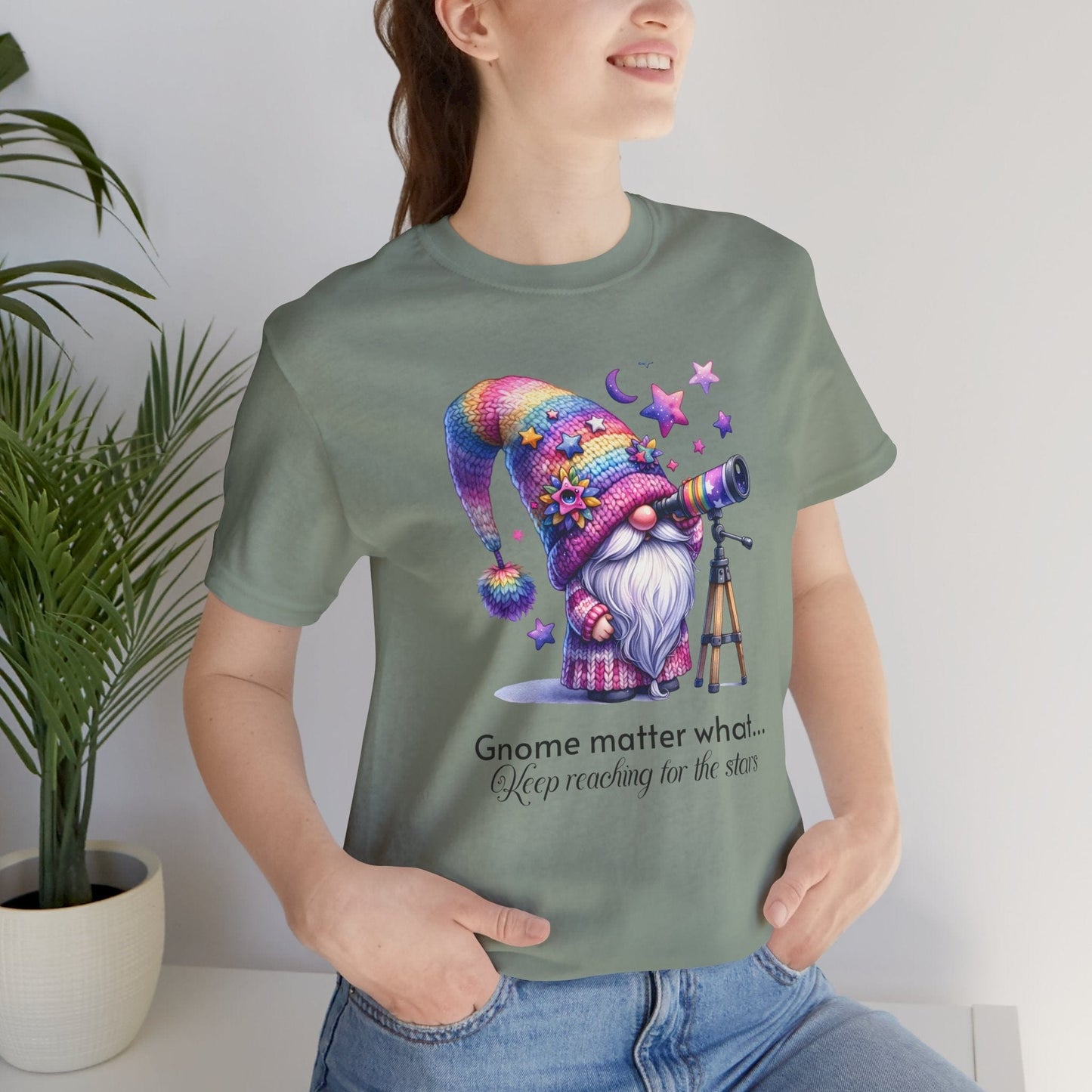 T-Shirt Gnome Matter What Keep Reaching for the Stars