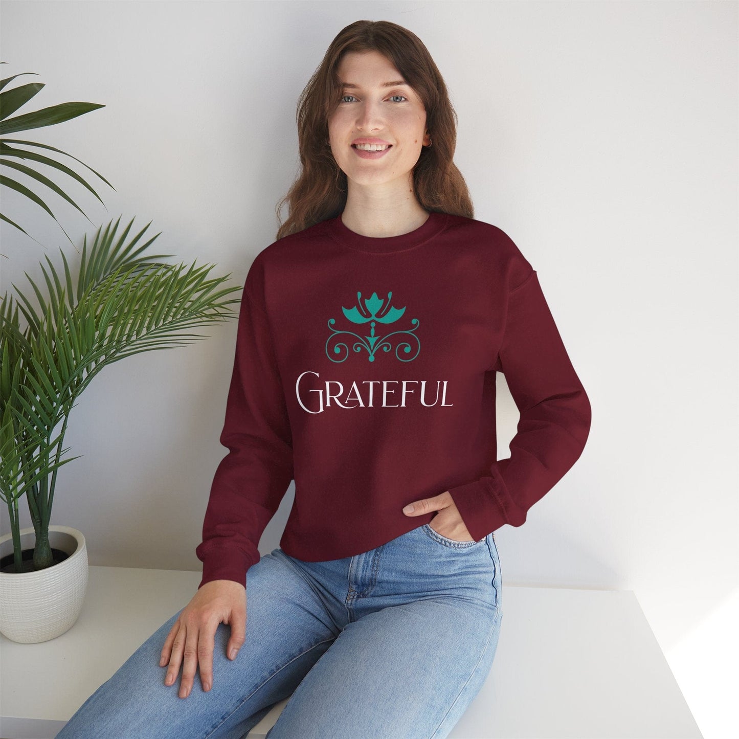 Lotus Crown Relaxed Crewneck Sweatshirt for Comfort and Style