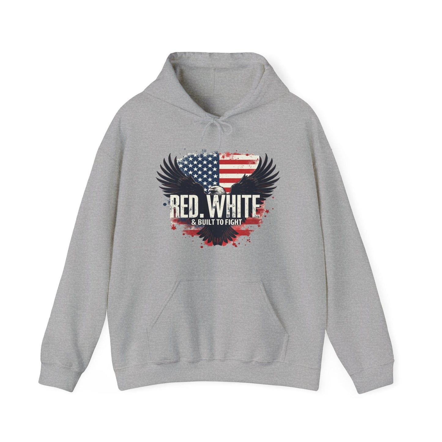 Patriotic Eagle Hoodie - Red, White & Built to Fight