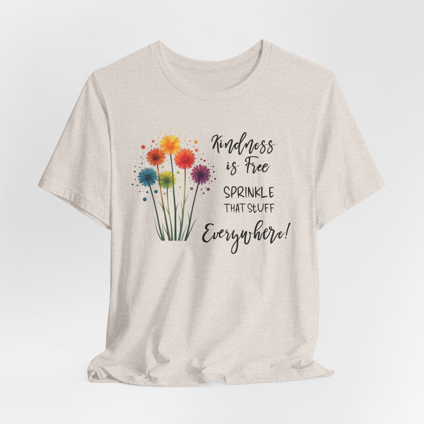 Kindness is Free Floral Tee – Unisex Short Sleeve Shirt for Positive Vibes