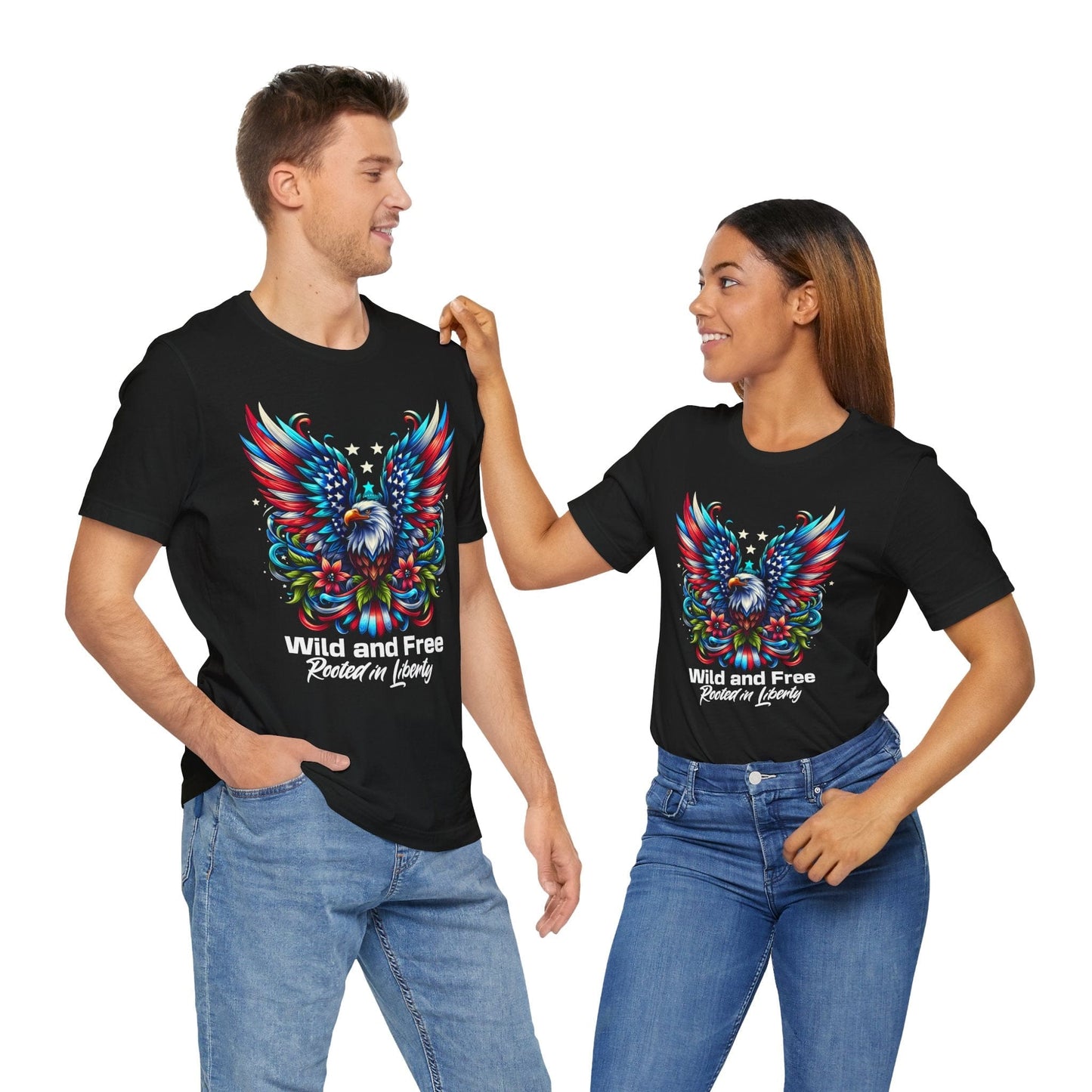 Wild and Free Eagle T-Shirt - Unisex Short Sleeve Patriotic T-Shirt