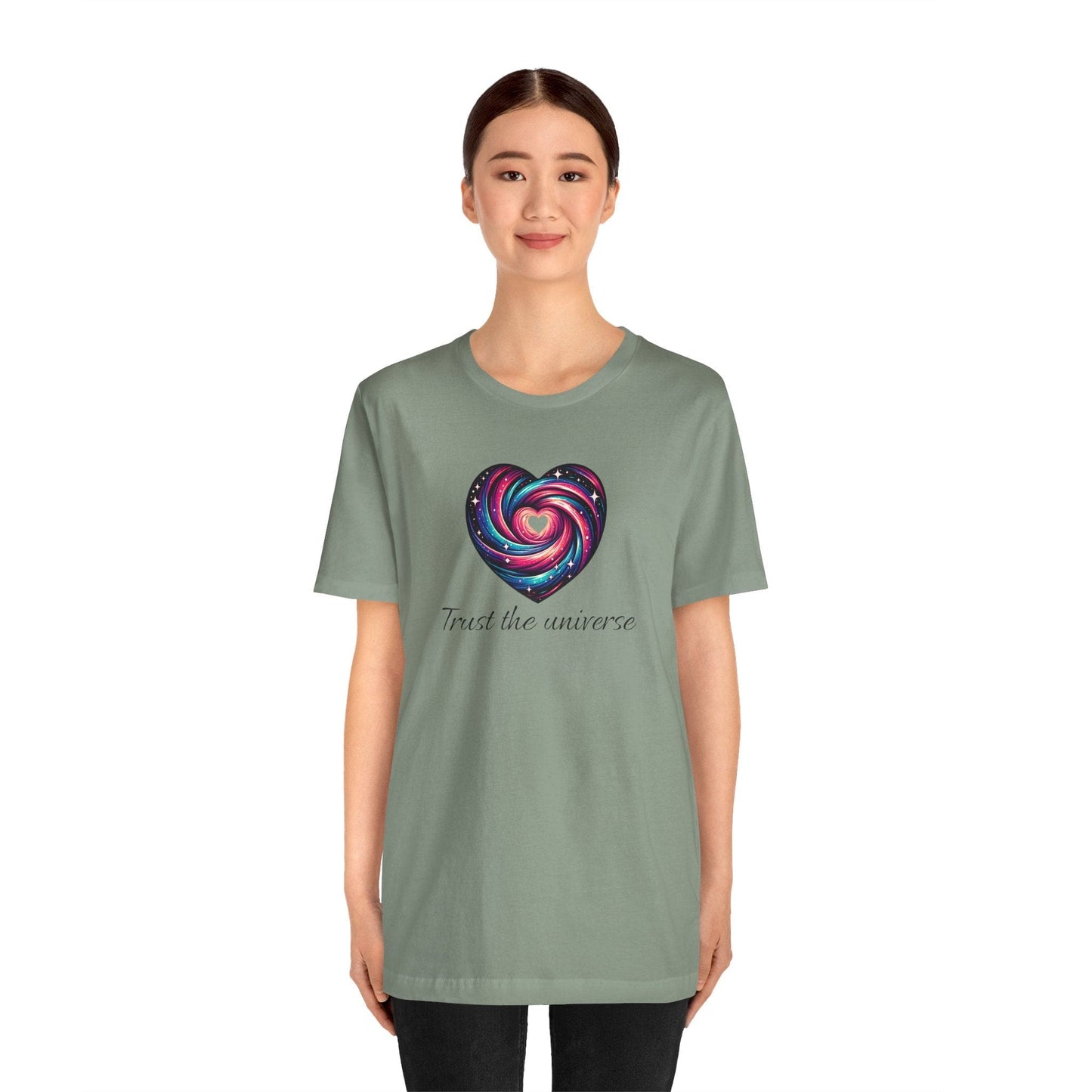 Trust the Universe Unisex Jersey Tee - Inspirational Cosmic Heart Design